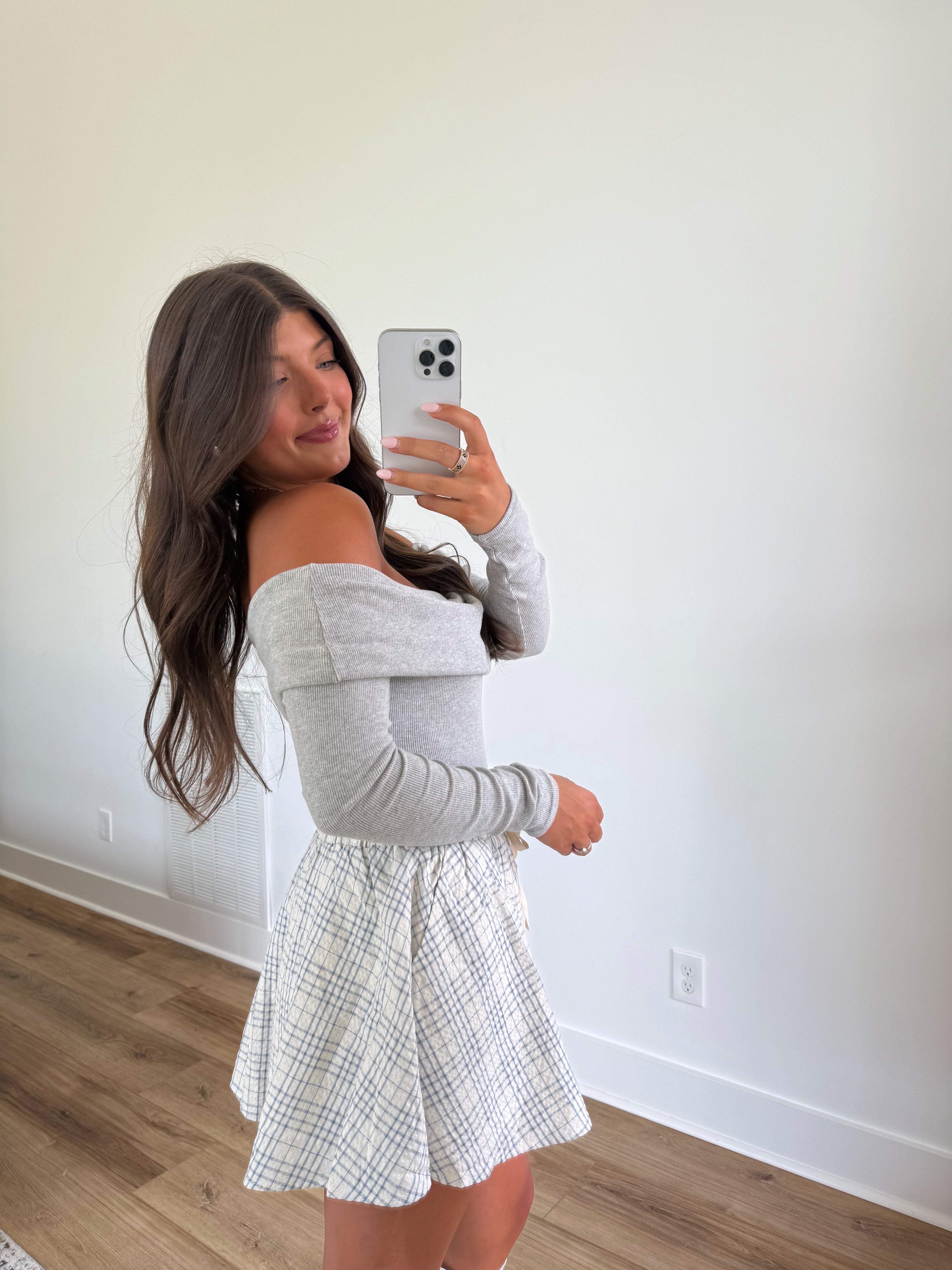 Grey Off-Shoulder Bodysuit