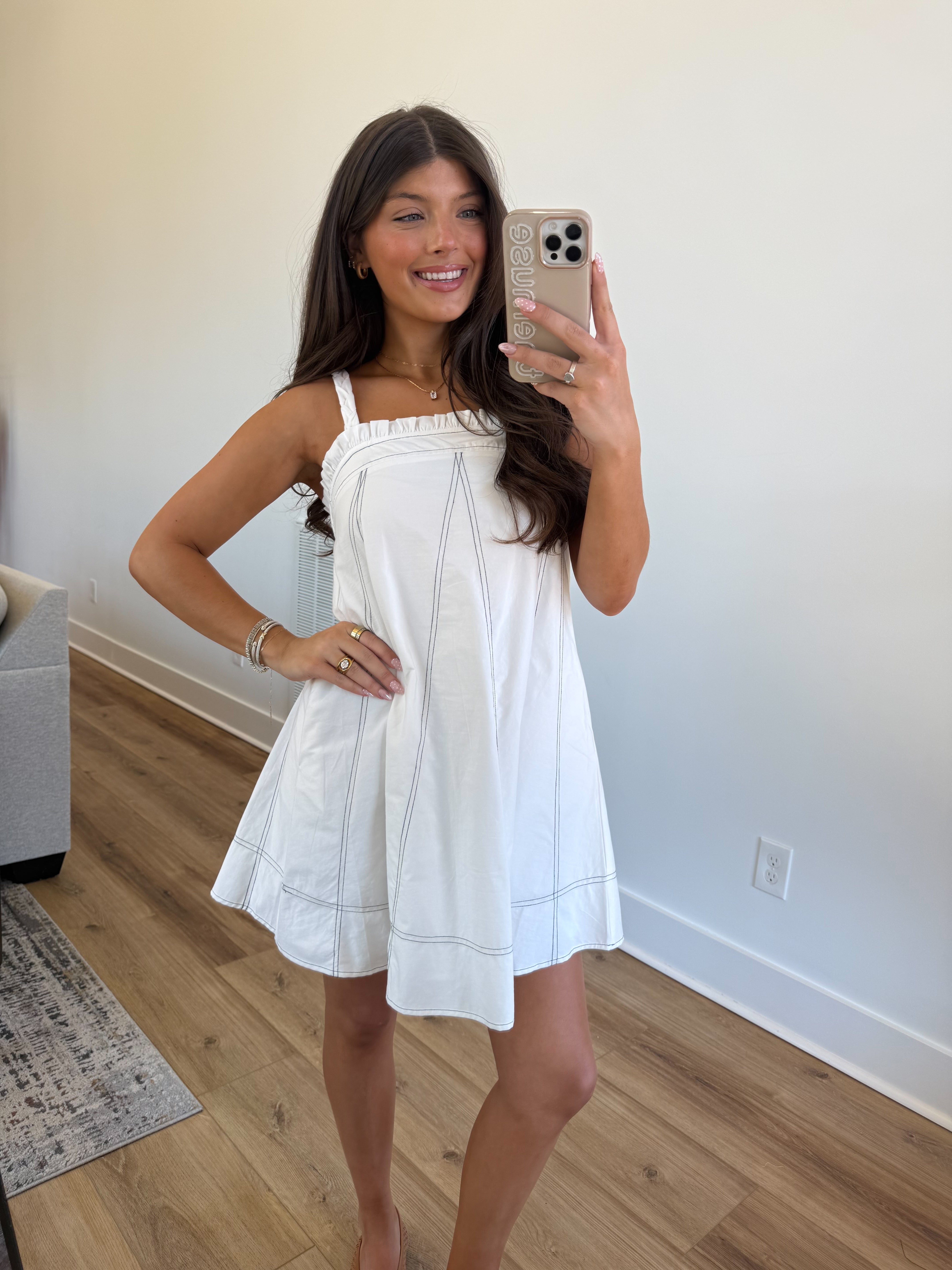 White Stitch Swing Dress