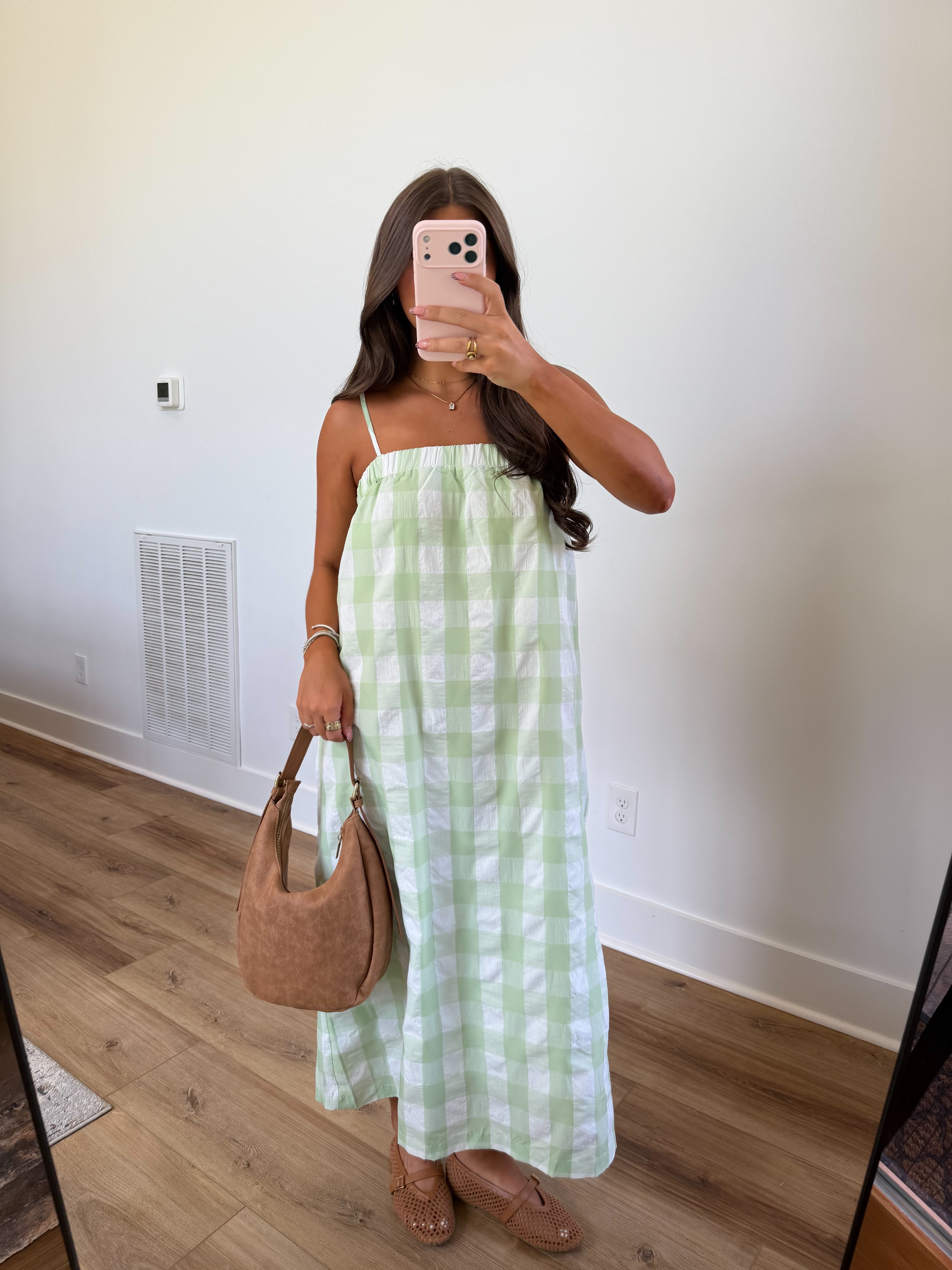 Green Apple Gingham Maxi