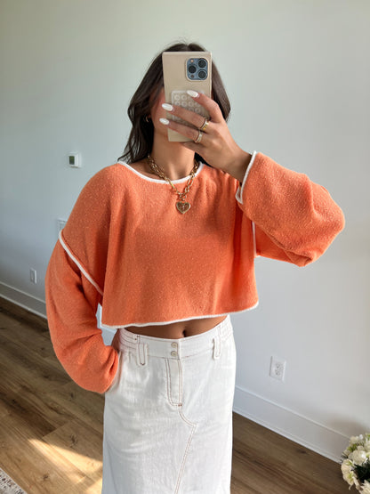 Orange Boat Neck Sweater