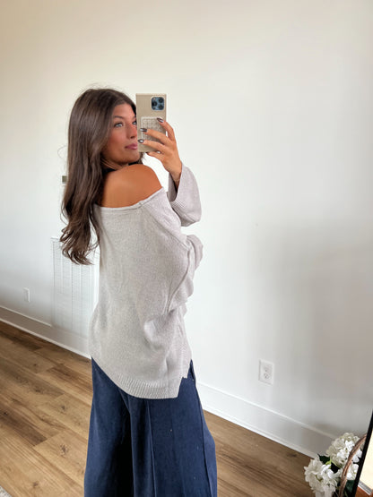 Grey Oversized Knit Sweater