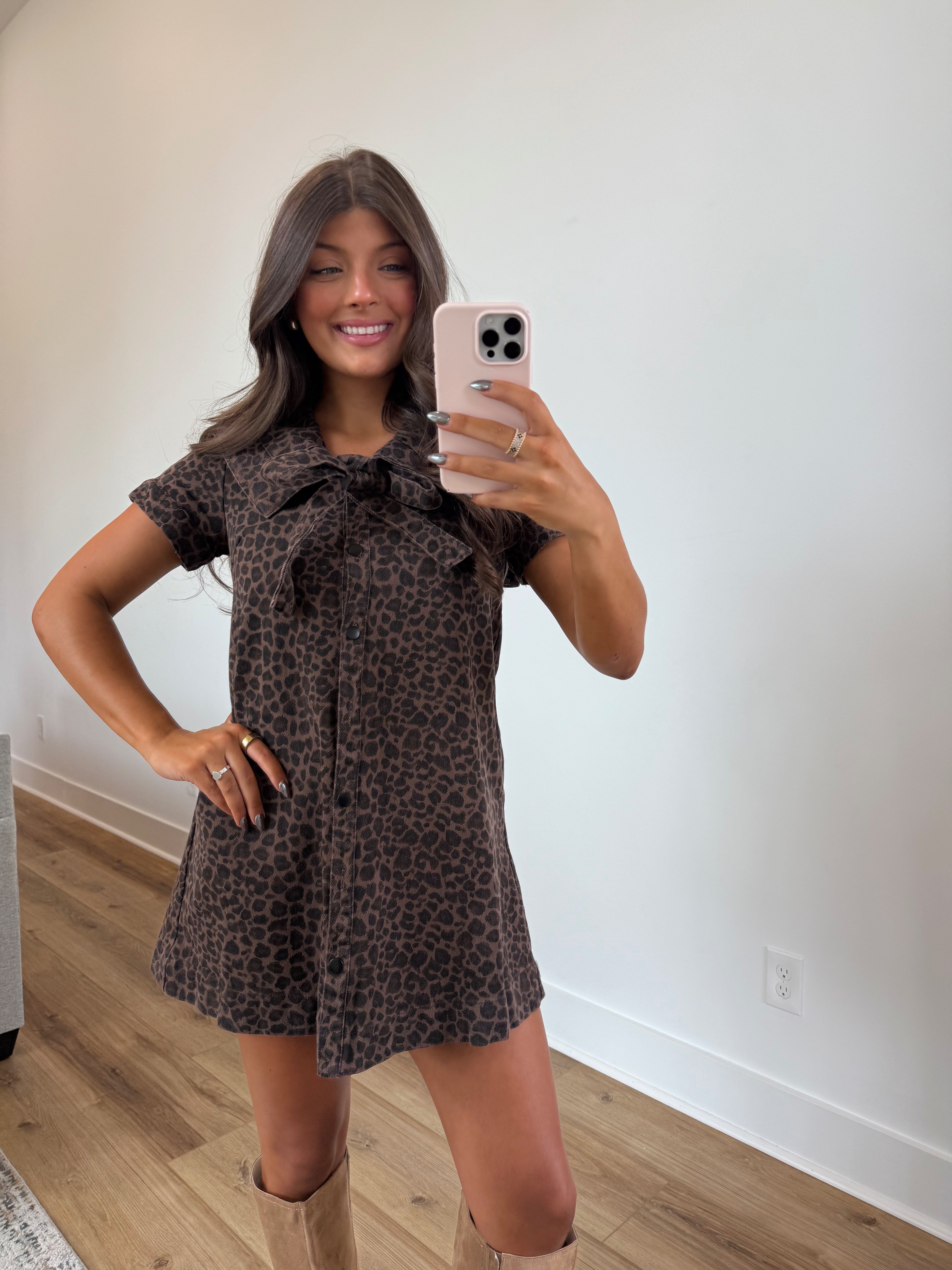 Cheetah Bow Mini Dress