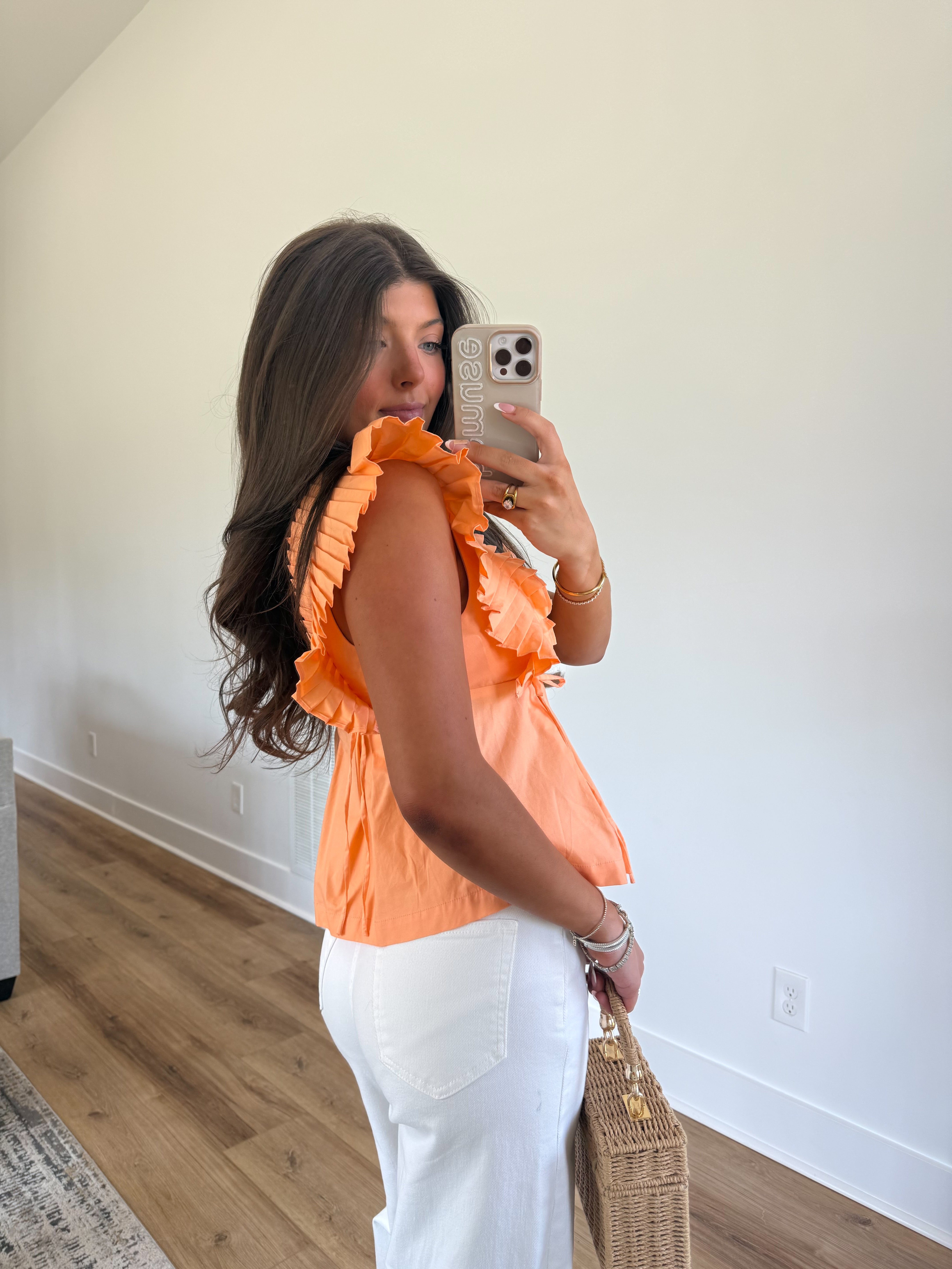 Tangerine Ruffle Top
