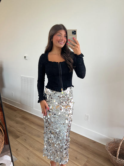 Shine Sequin Midi Skirt