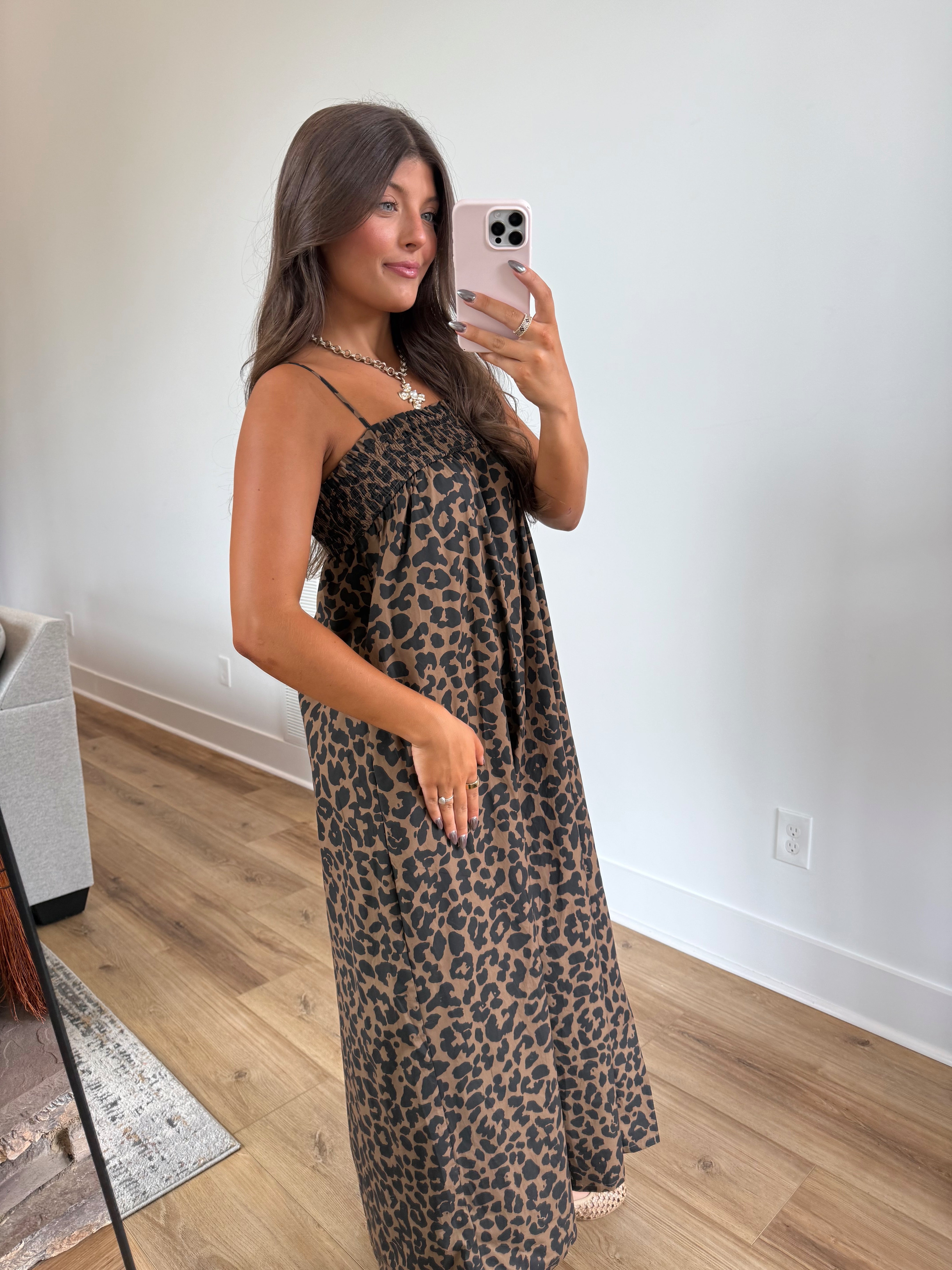 Leopard Smocked Top Maxi