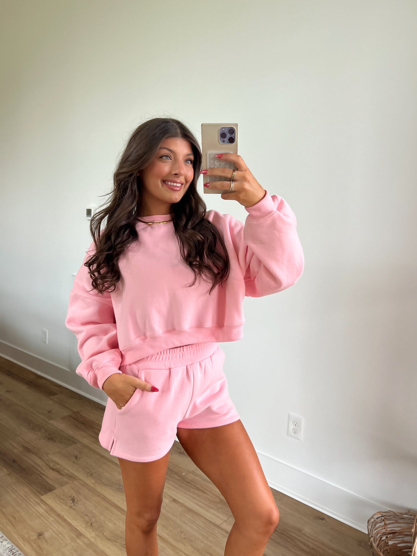 Pink Lounge Sweatshort Set