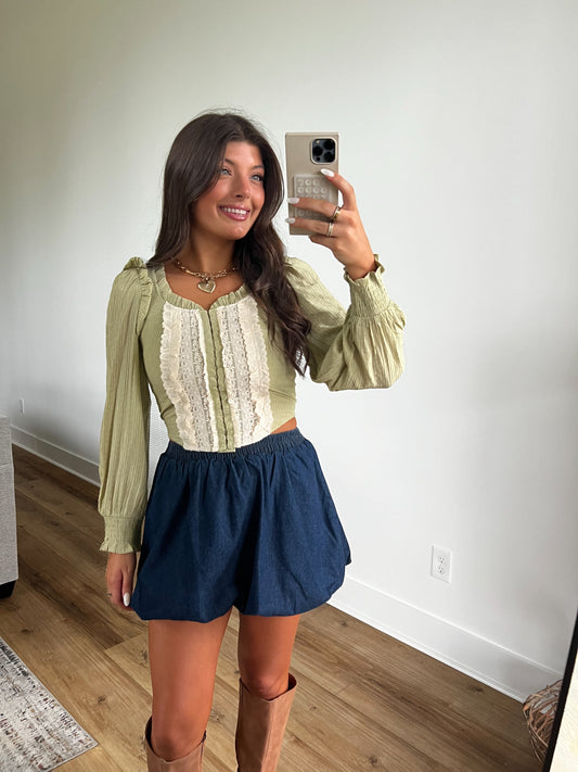 Sage Cottage Core Blouse