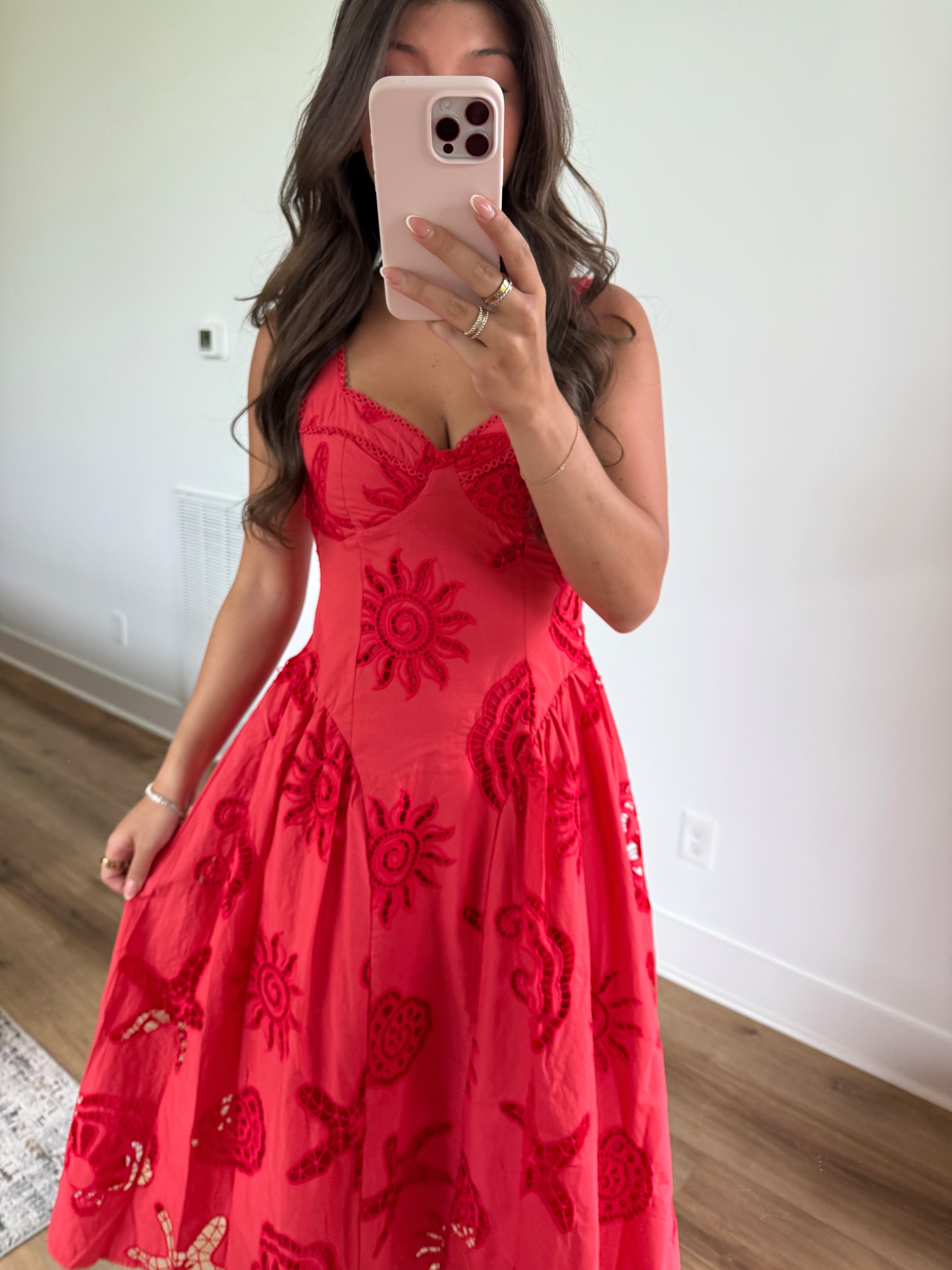 Red Island Midi Dress