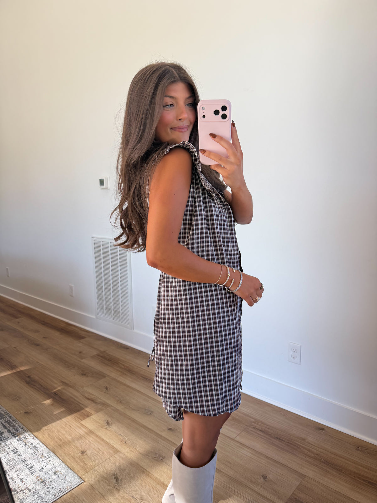 Girly Gingham Peter Pan Collar Mini Dress