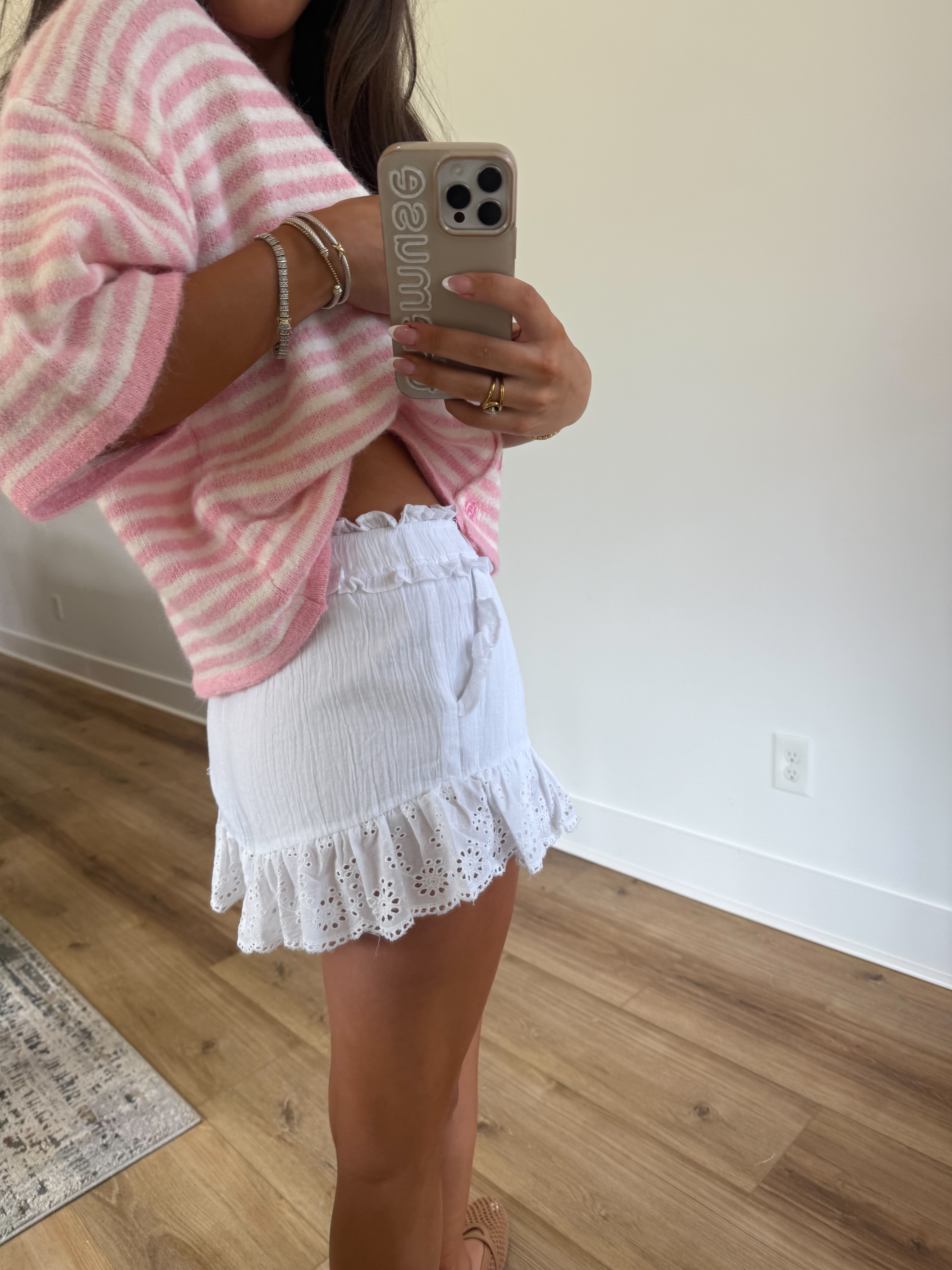 Cream Ruffle Shorts