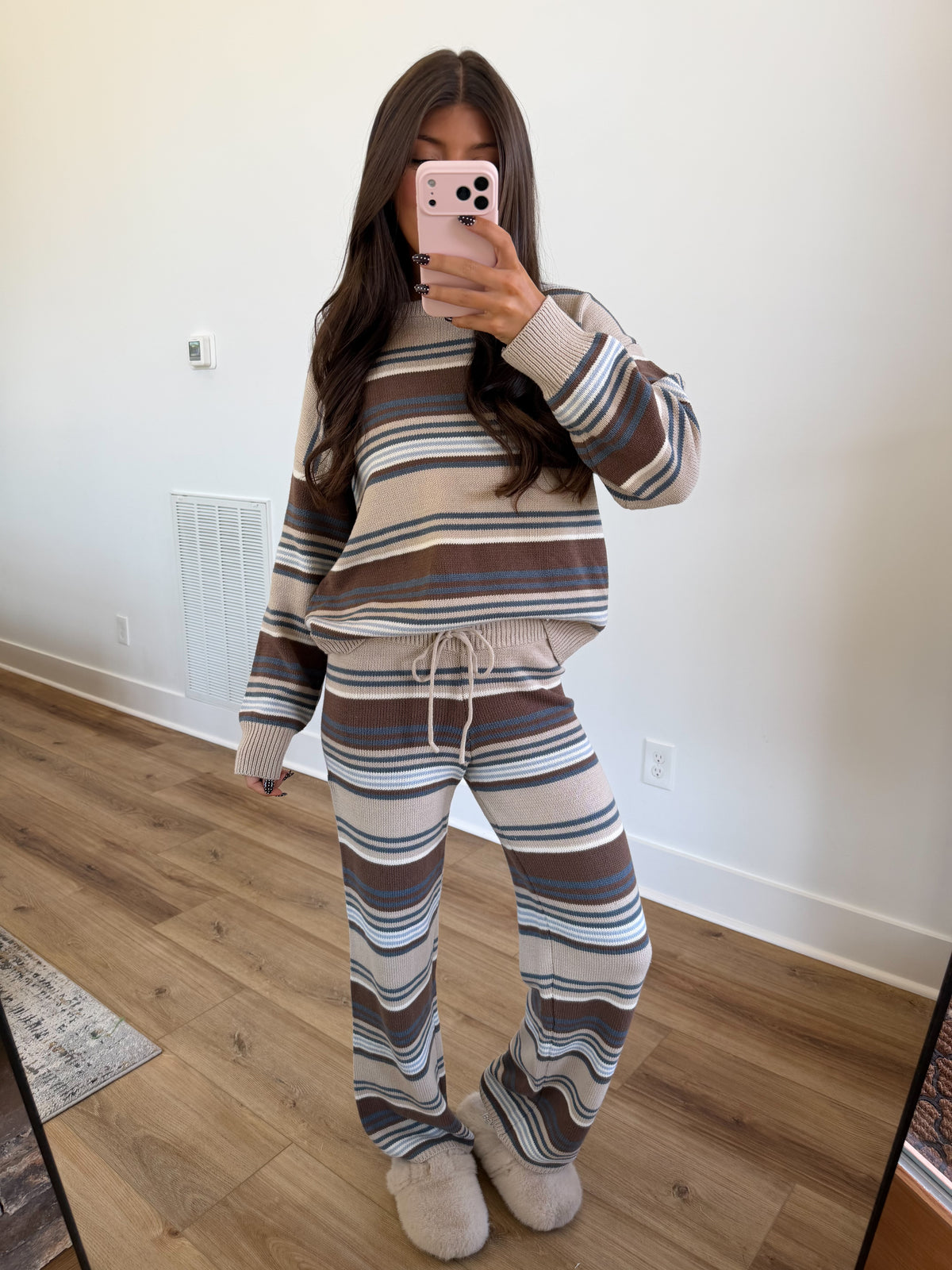 Mixed Stripe Knit Set (Beige Multi)