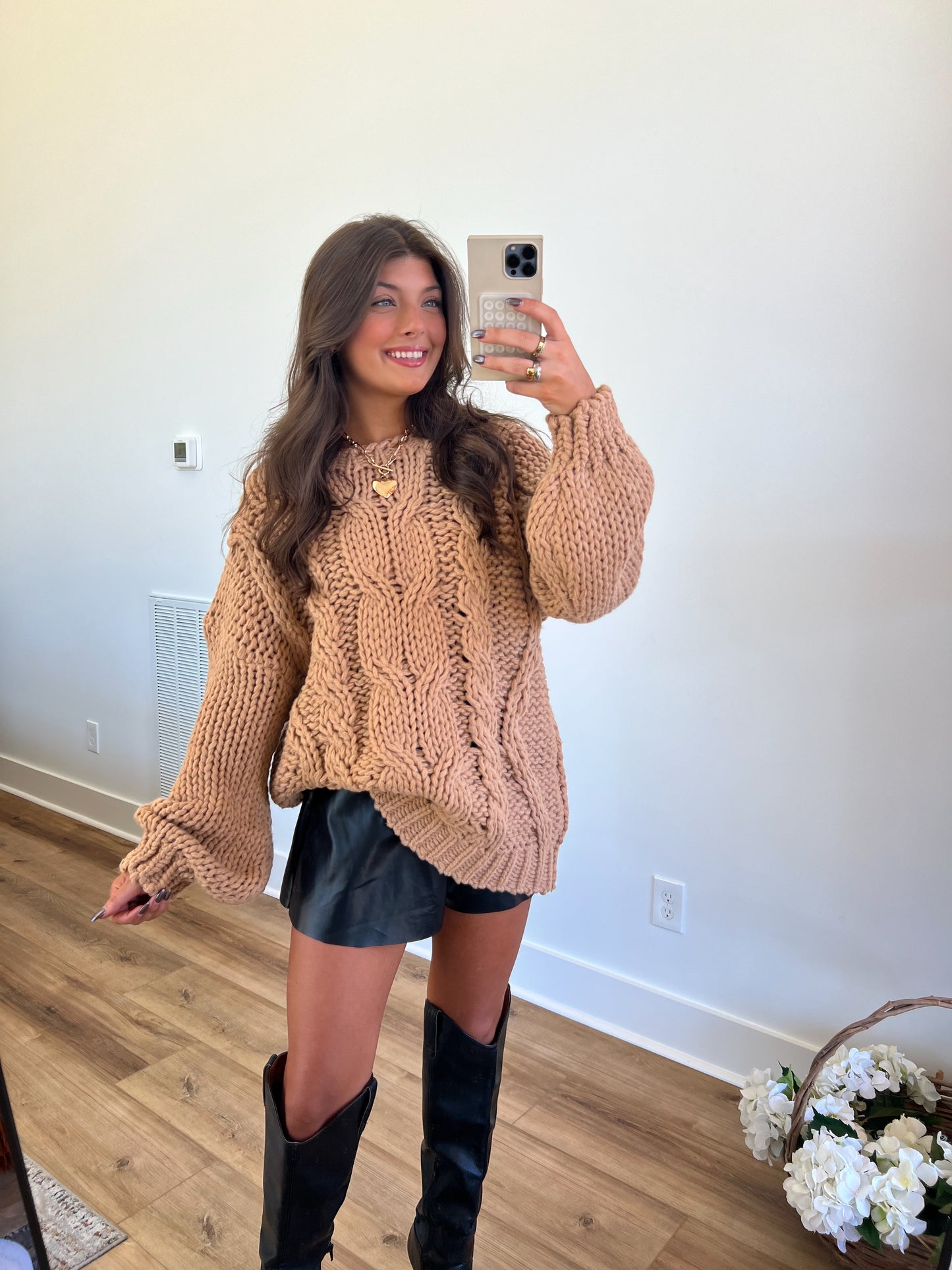 Chunky Tan Knit Dress/Top