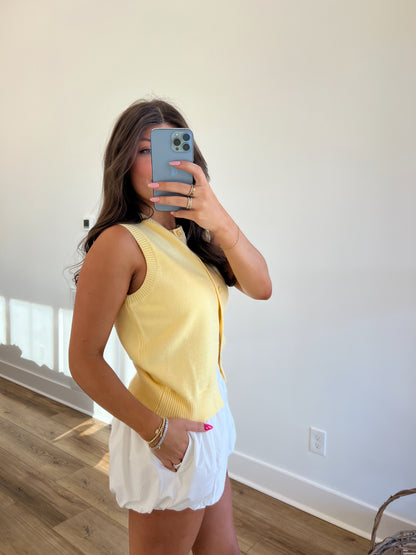 Sunshine Yellow Button Top