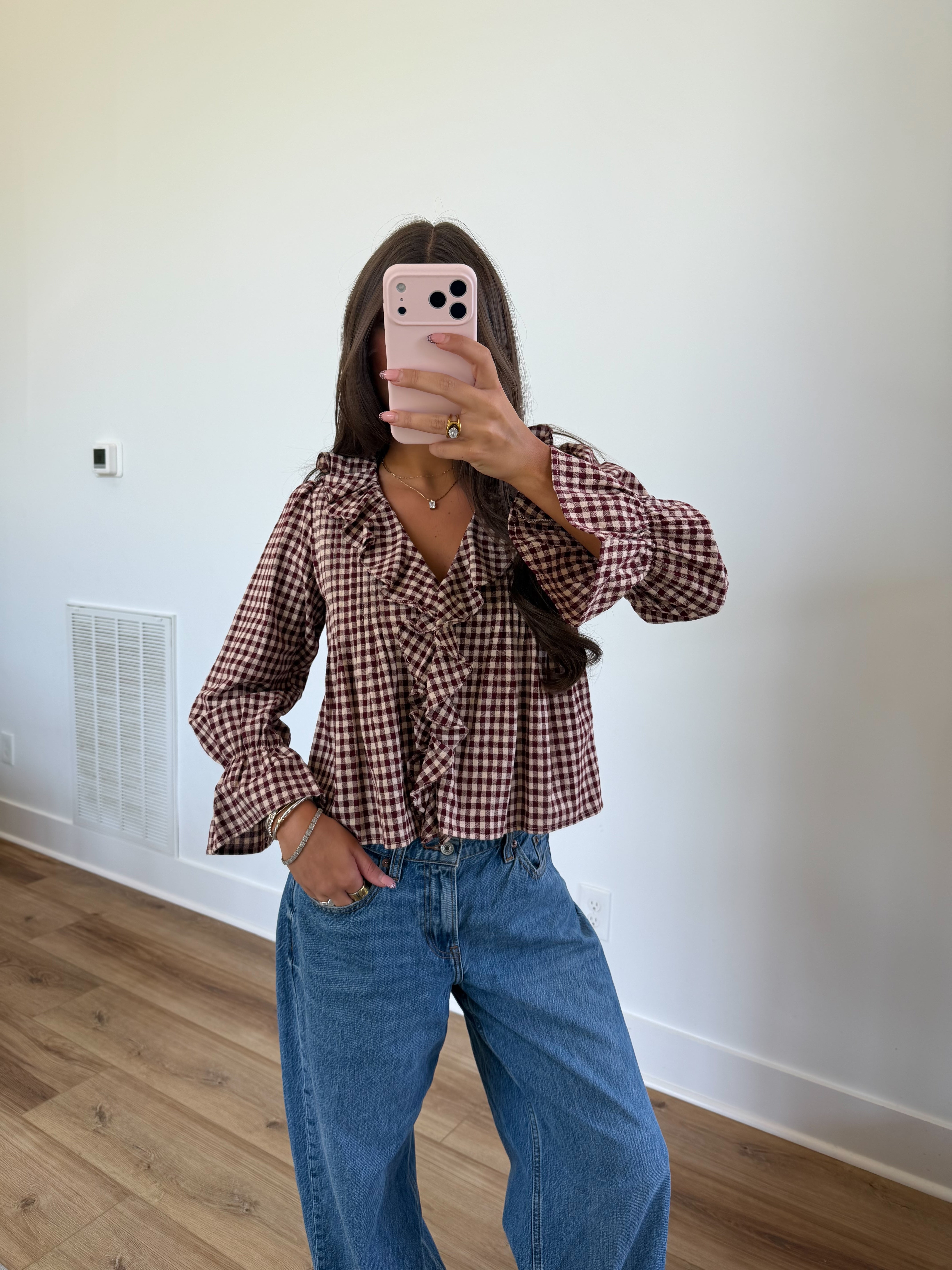 Allison Gingham Ruffle Top