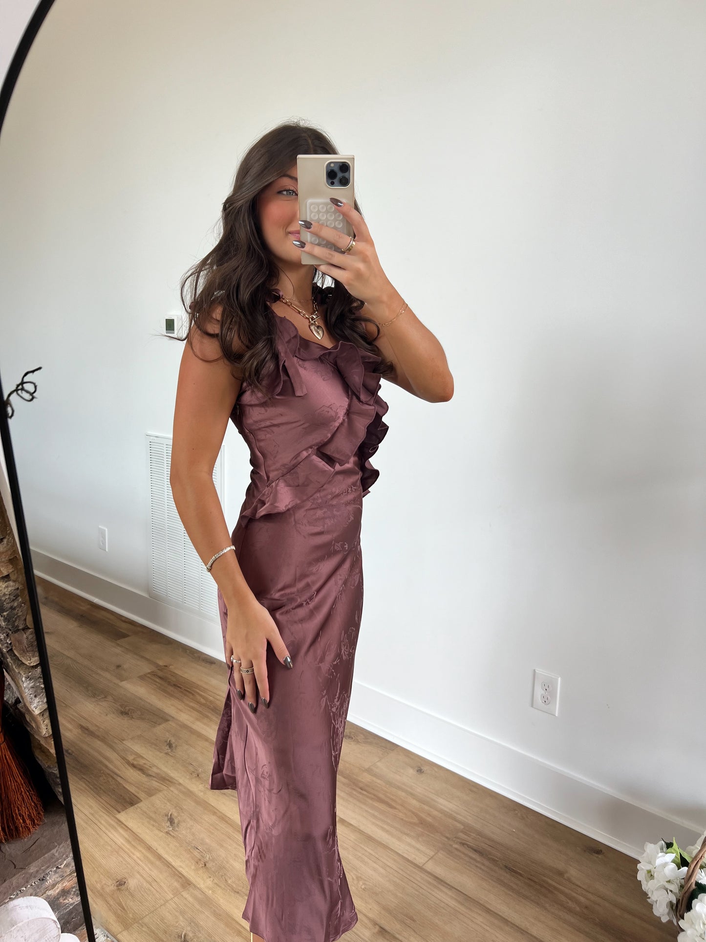 Satin Tie Strap Midi Dress