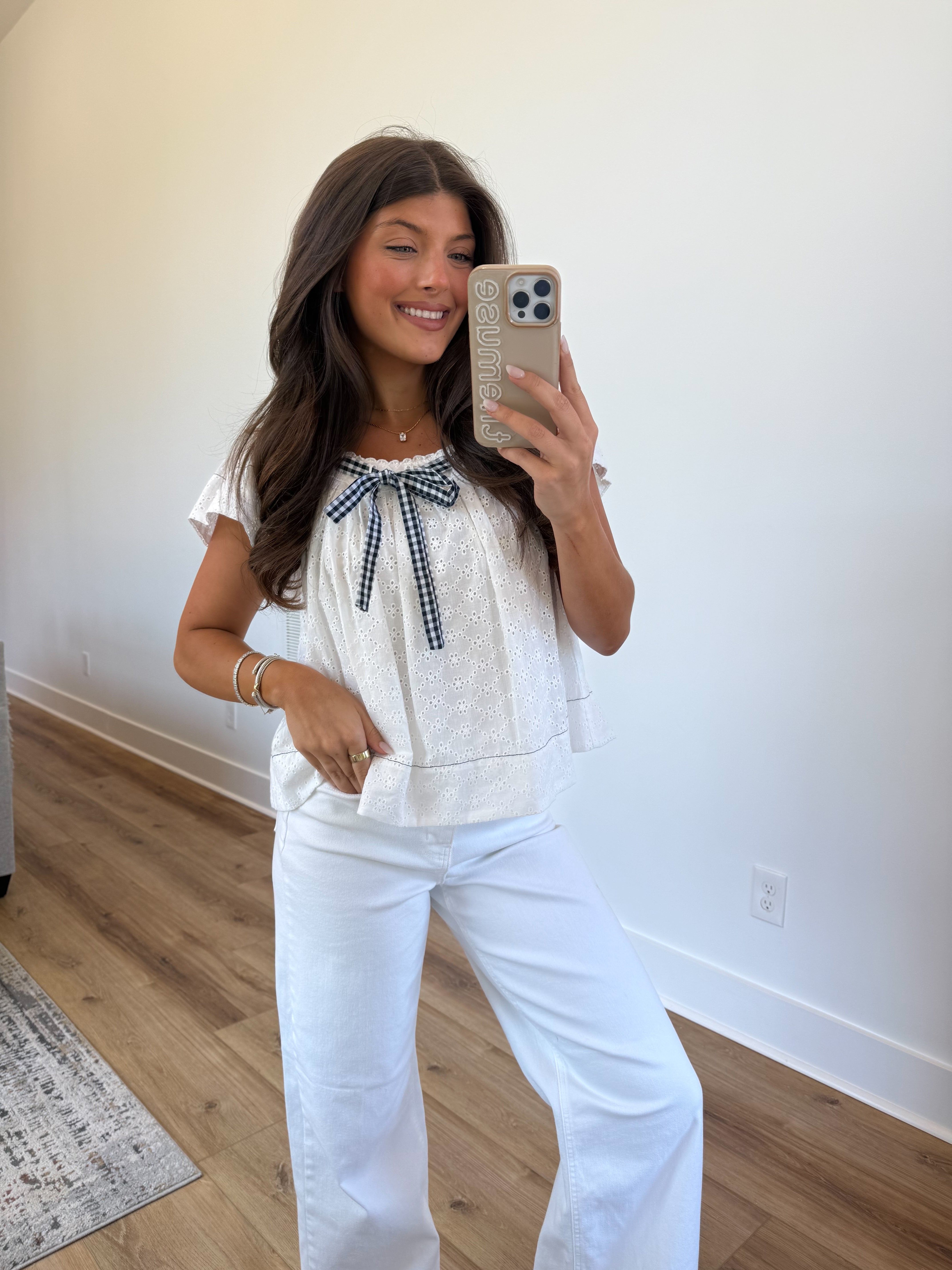 Gingham Babydoll Blouse
