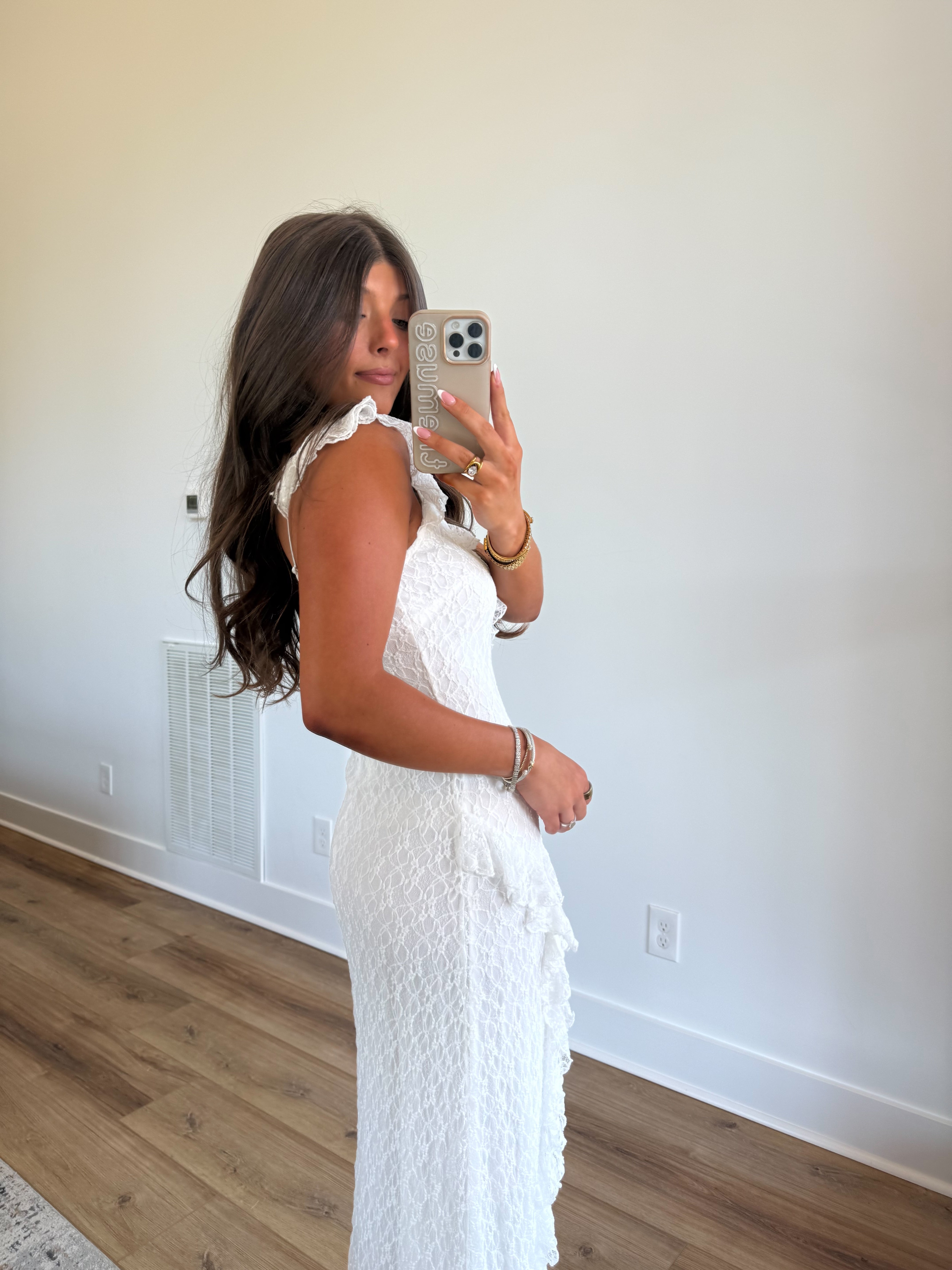 Ruffle Lace Front Maxi