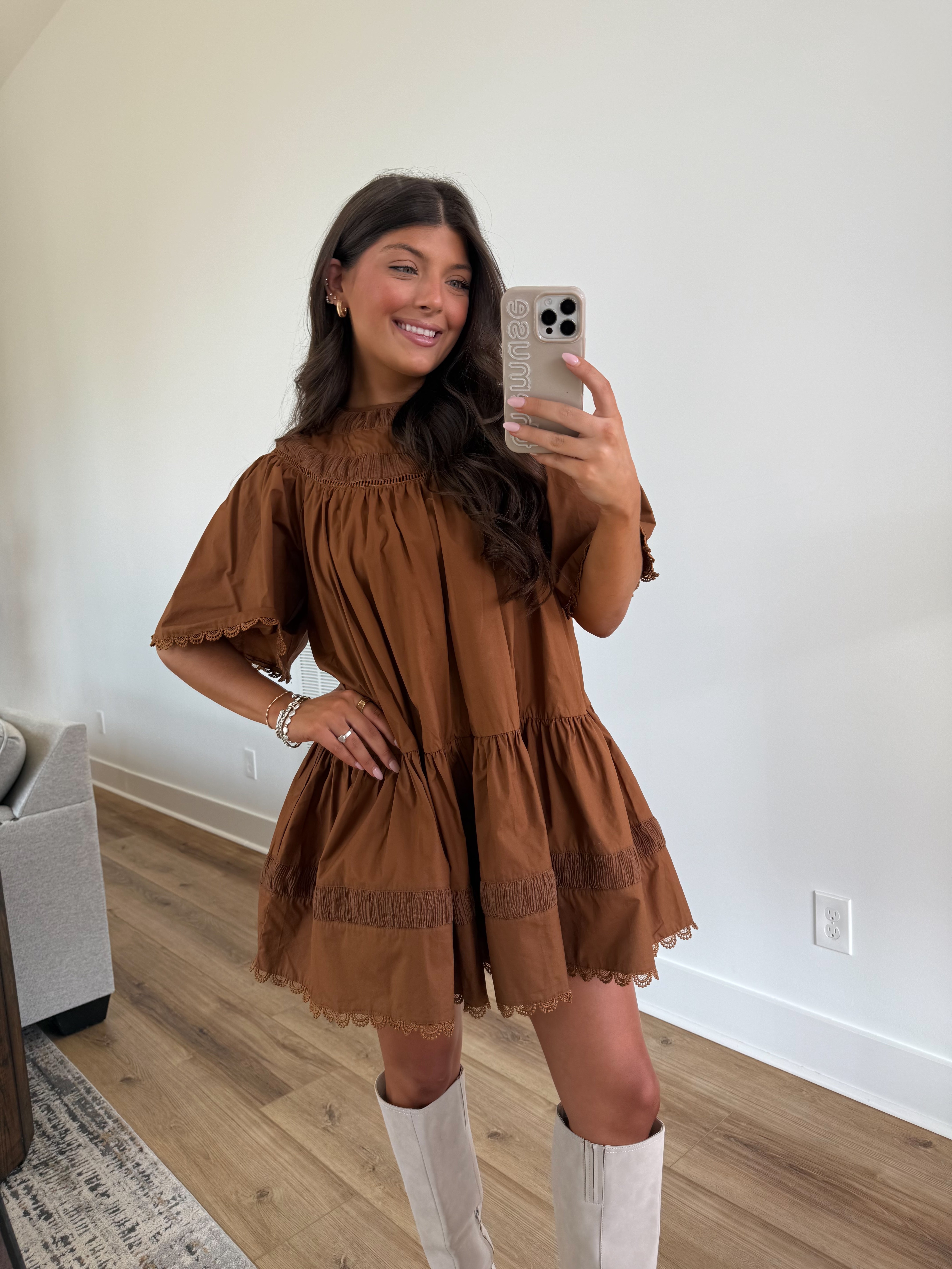 The Winter Snowdrop Dress (Brown)