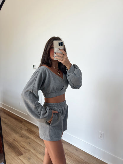 Off The Shoulder Cropped Top and Shorts Set