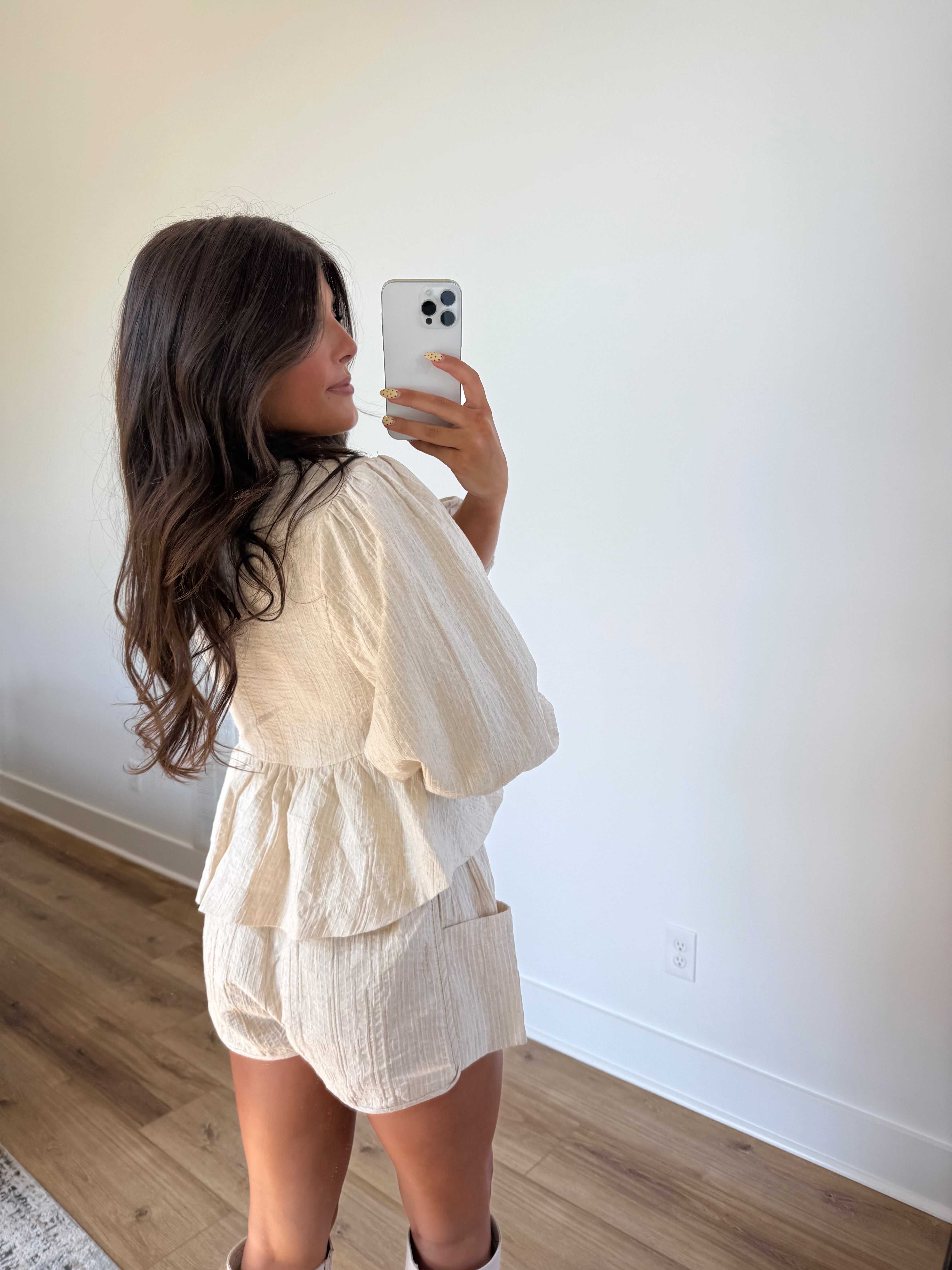 Cream Peplum Set