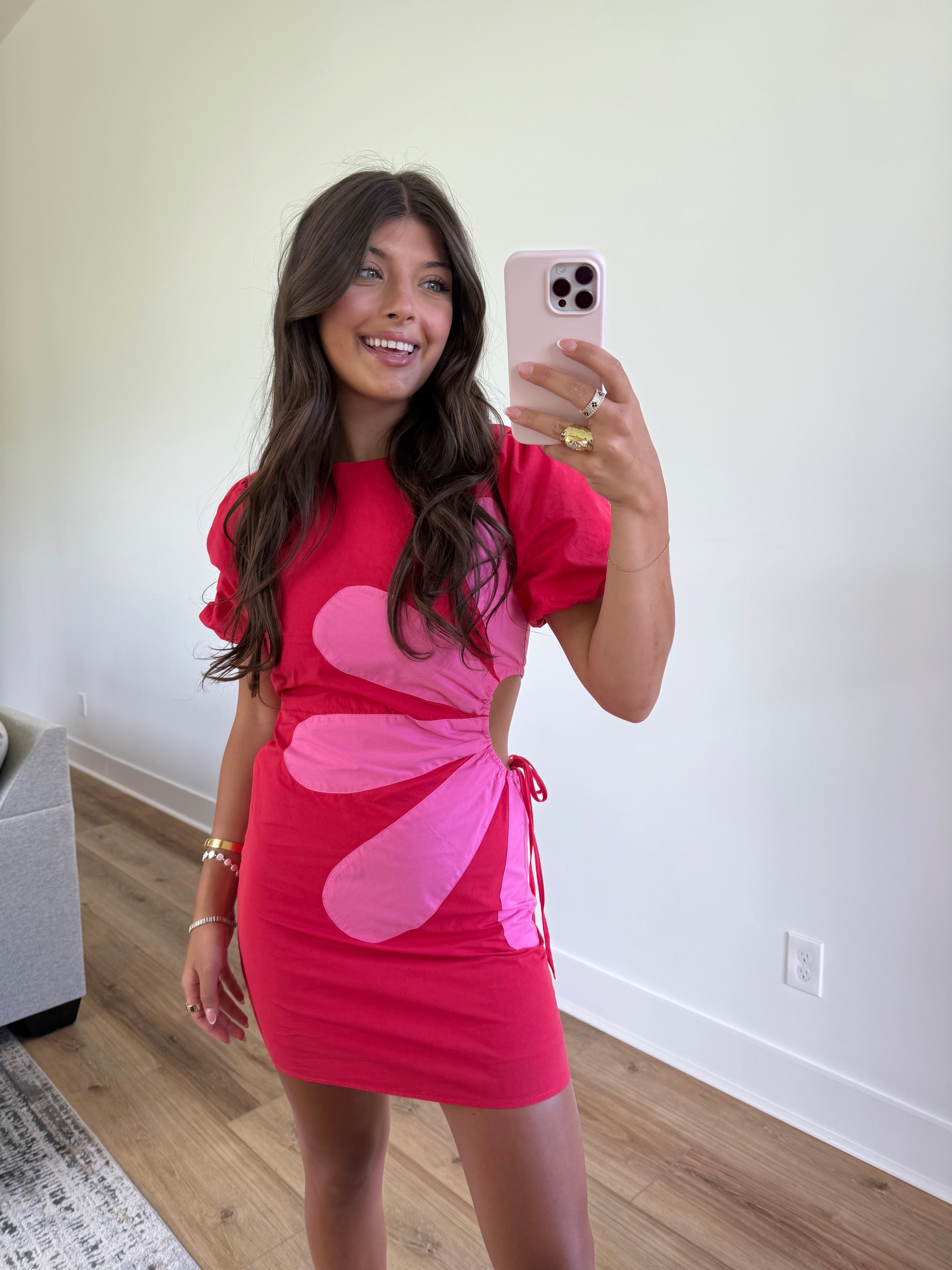 Capri Daisy Mini Dress (Pink/Red)
