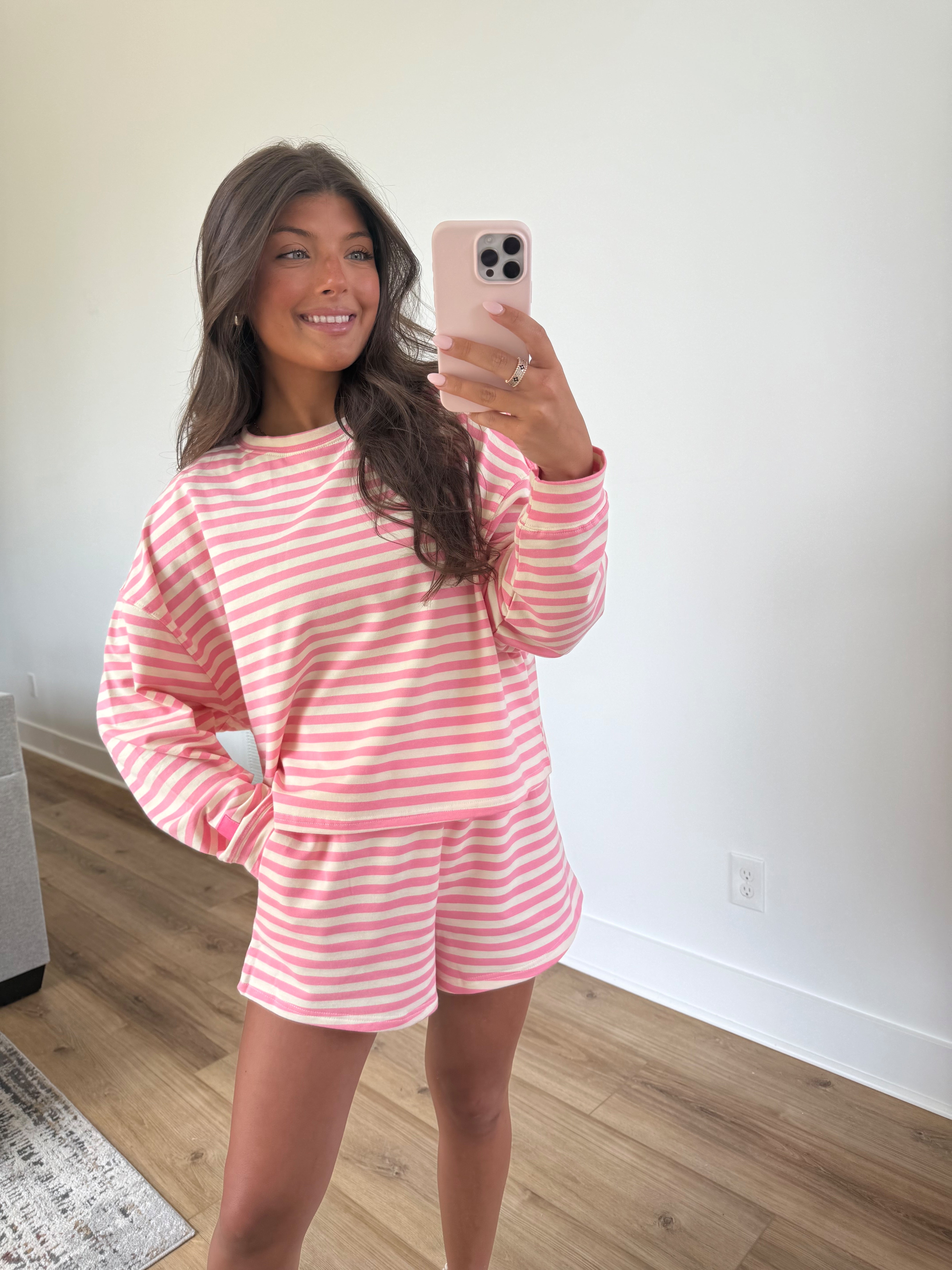 Strawberry Stripe Shorts Set
