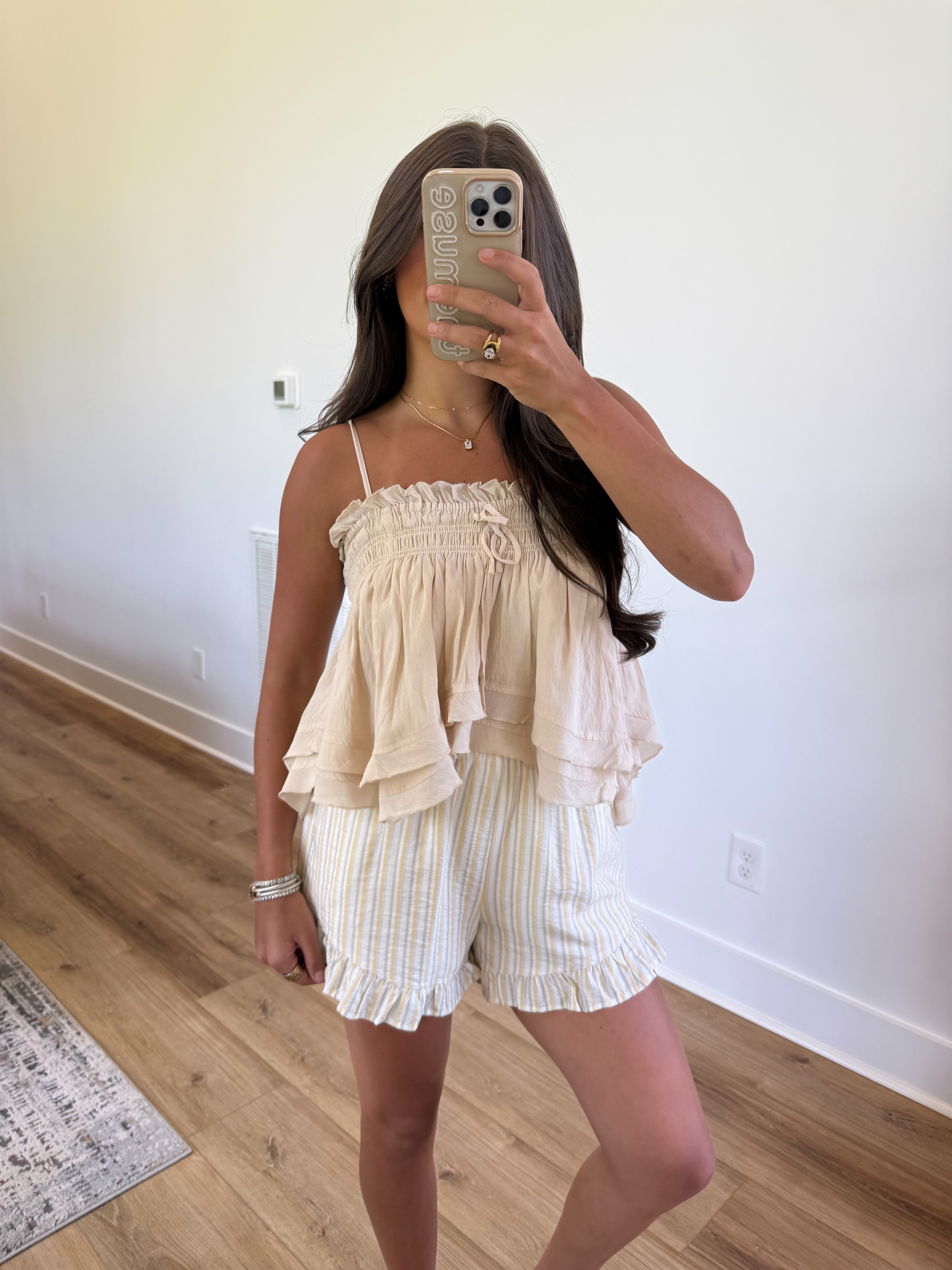 Lemon Lines Ruffle Shorts