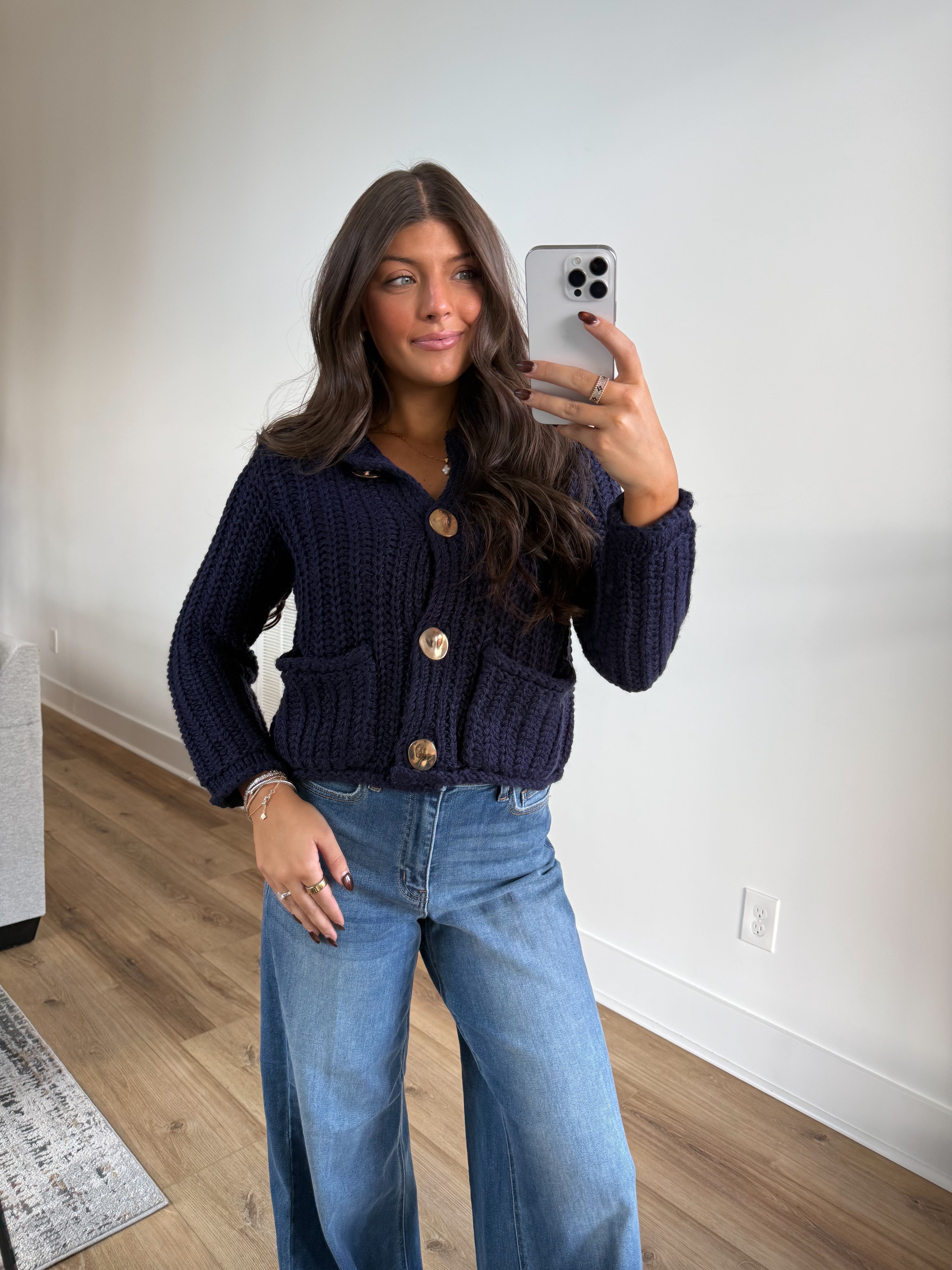 Chunky Blue Knit Cardigan