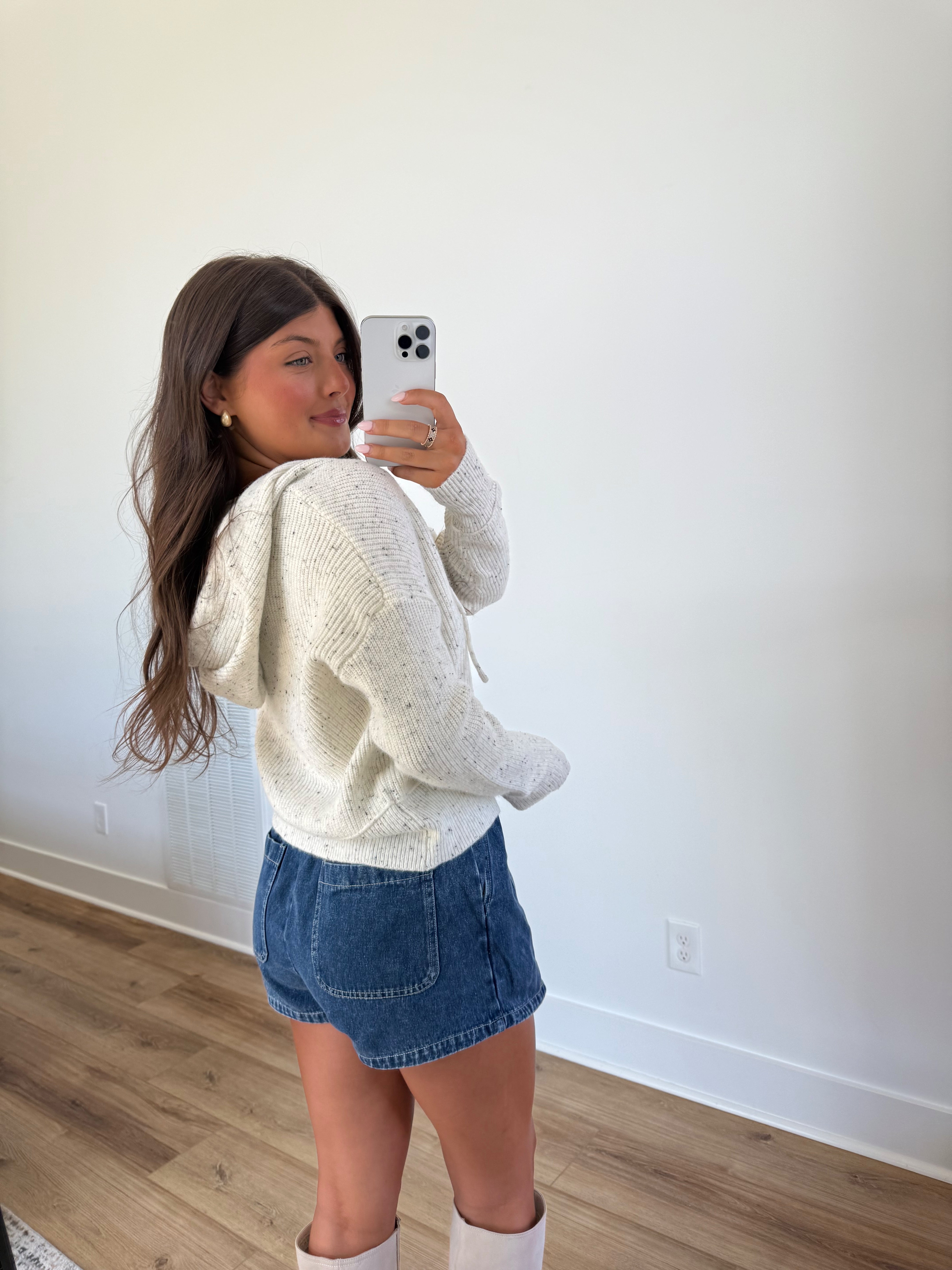 Oatmeal Speckle Hoodie Cardigan