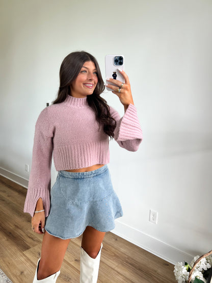 Lavender Khloe Mock Neck Sweater