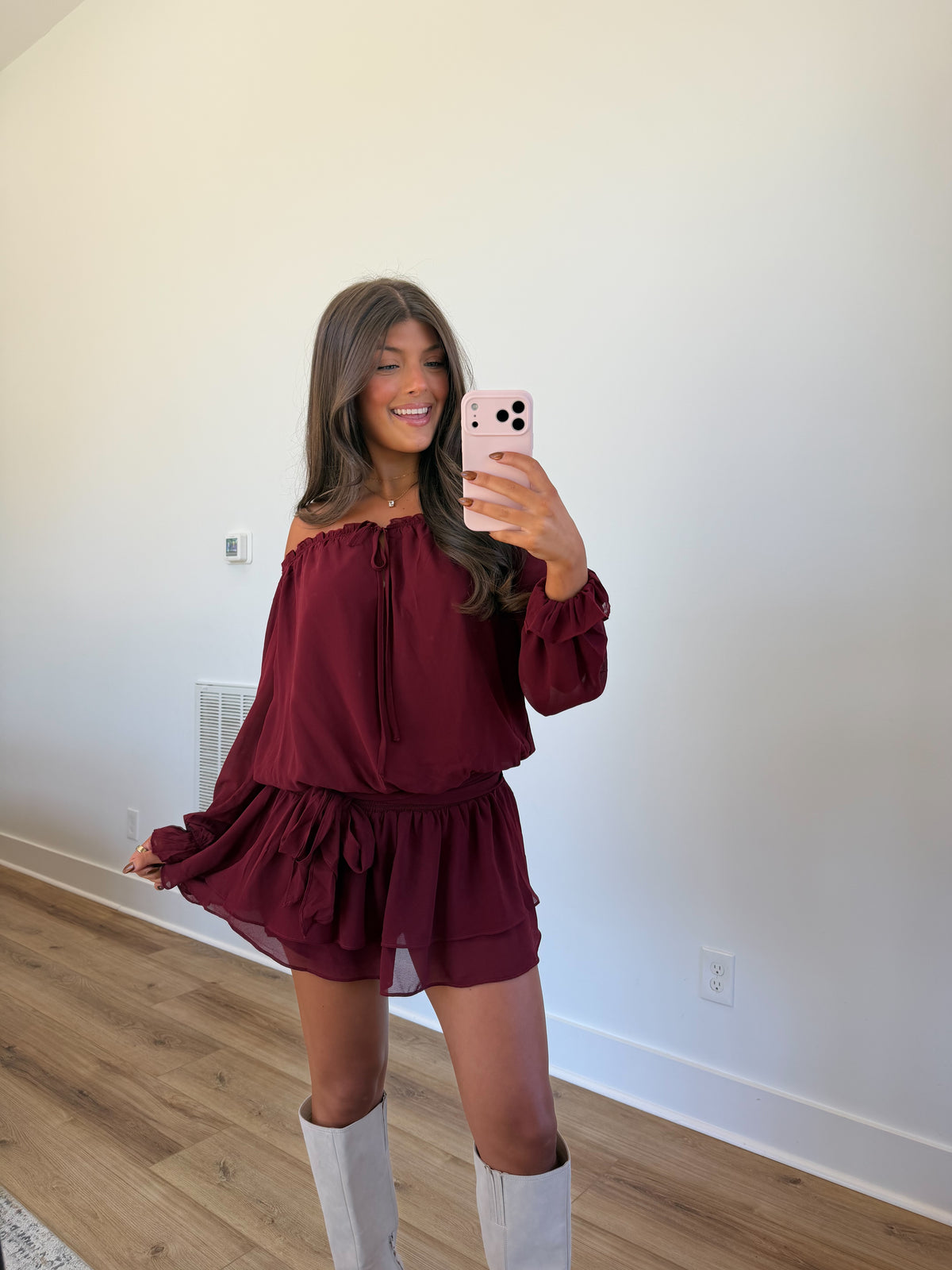 Wine Ruffle Romper