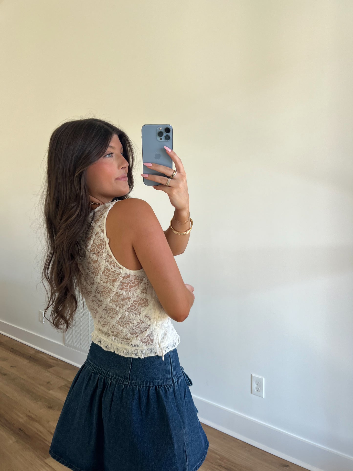 Cream Lace Bustier Top