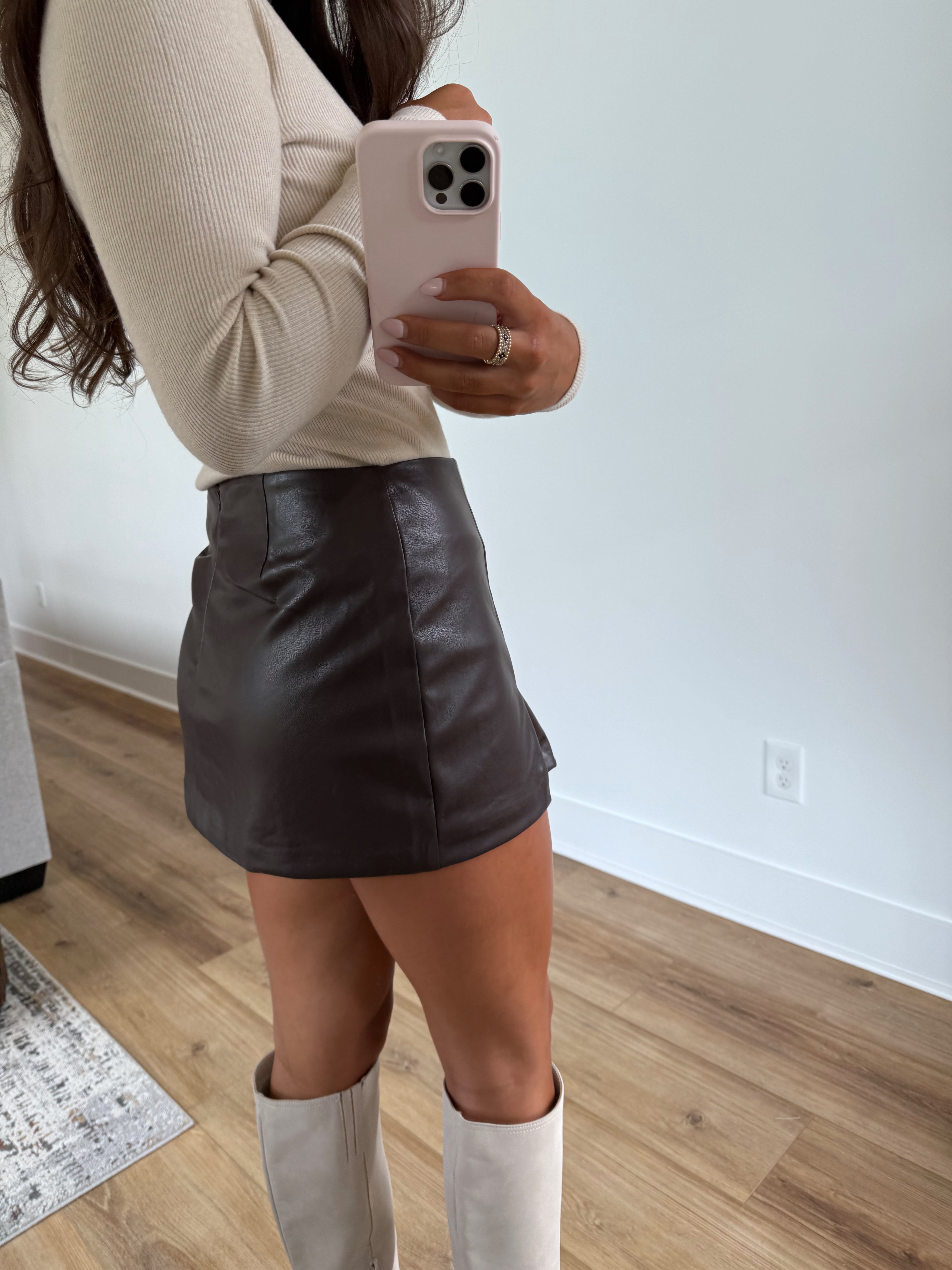 Brown Leather Skort