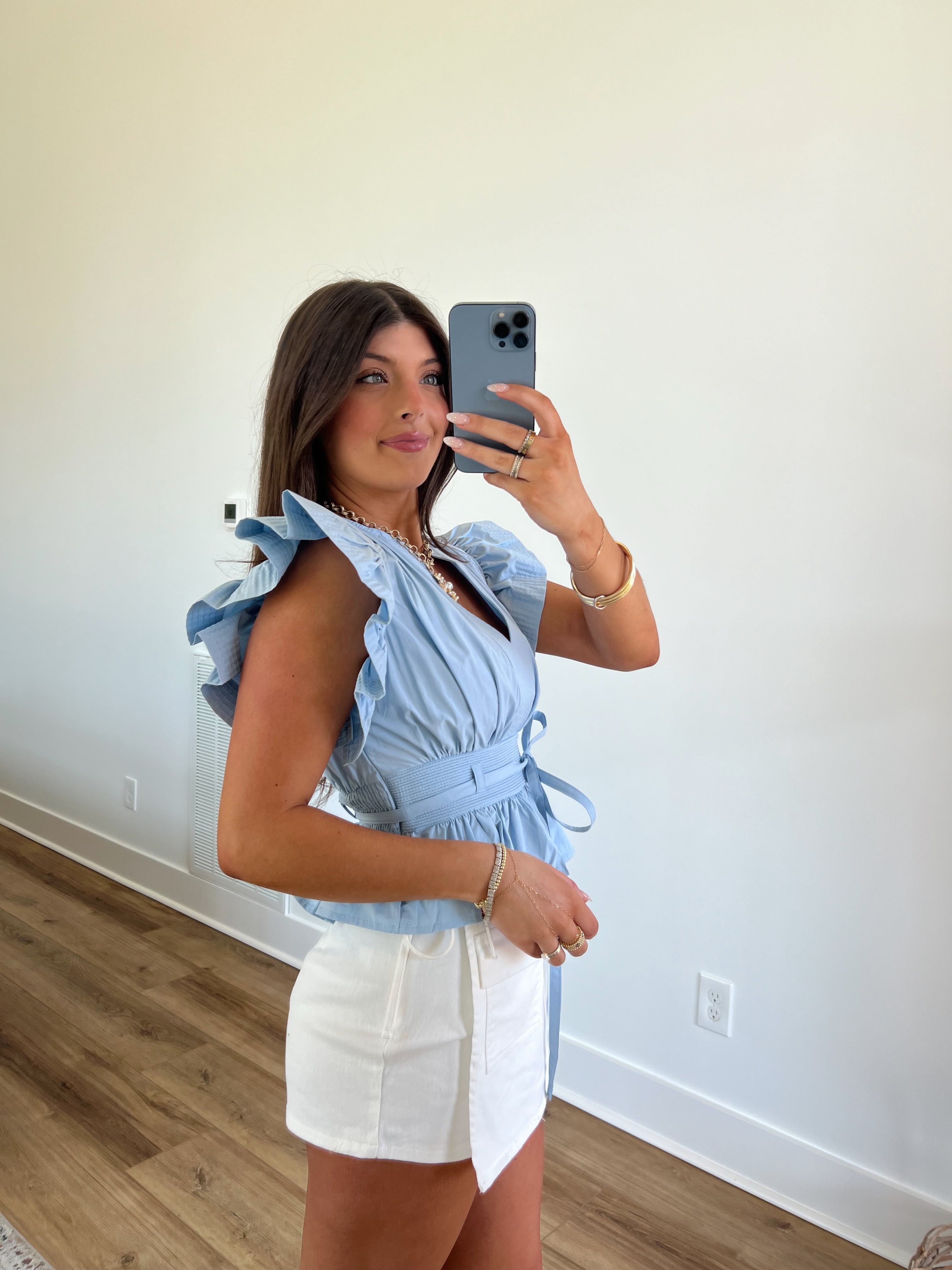 Baby Blue Prosecco Tie Top
