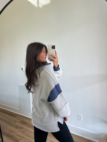 Blue/Grey Color Block Top