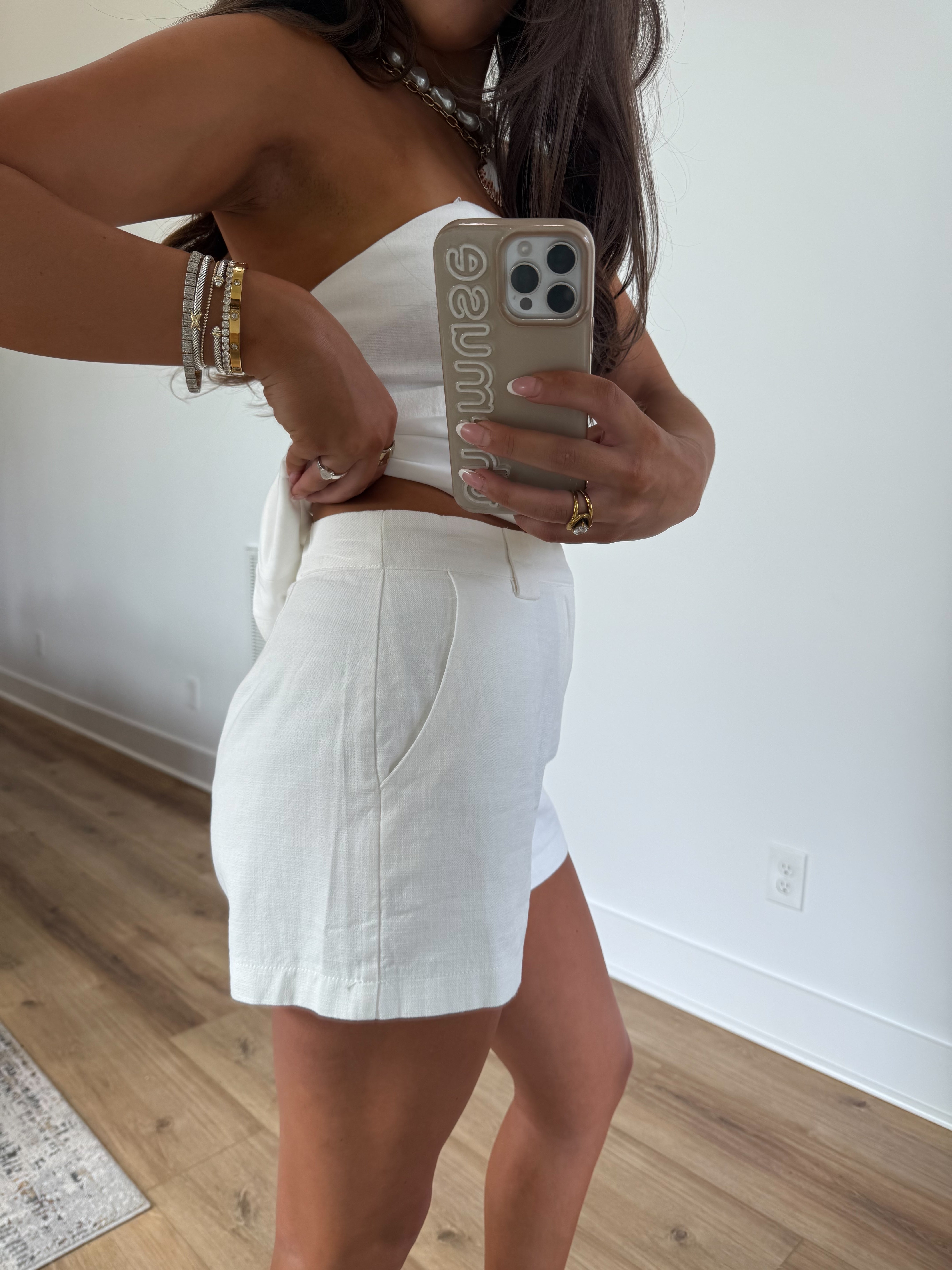 White Linen Dress Shorts