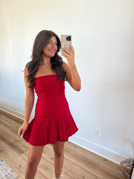 Red Shimmer Mini Dress