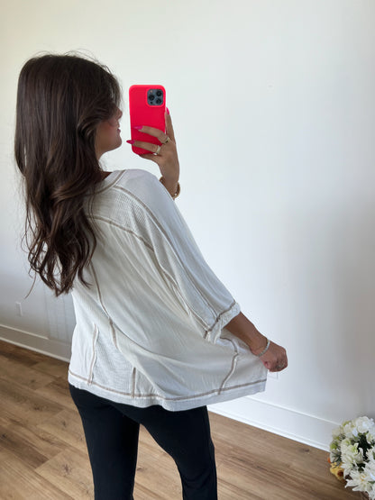 Round Neck Stitch Top (Ivory)