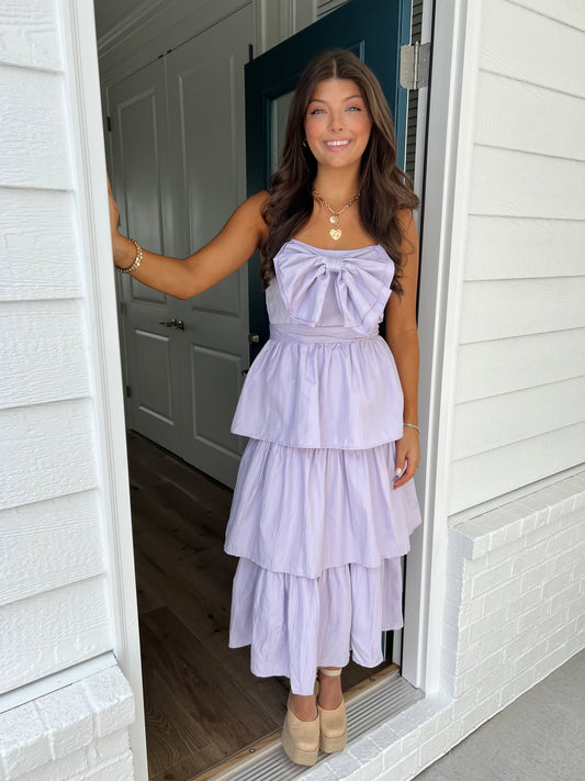 Lavender Bow Maxi Dress