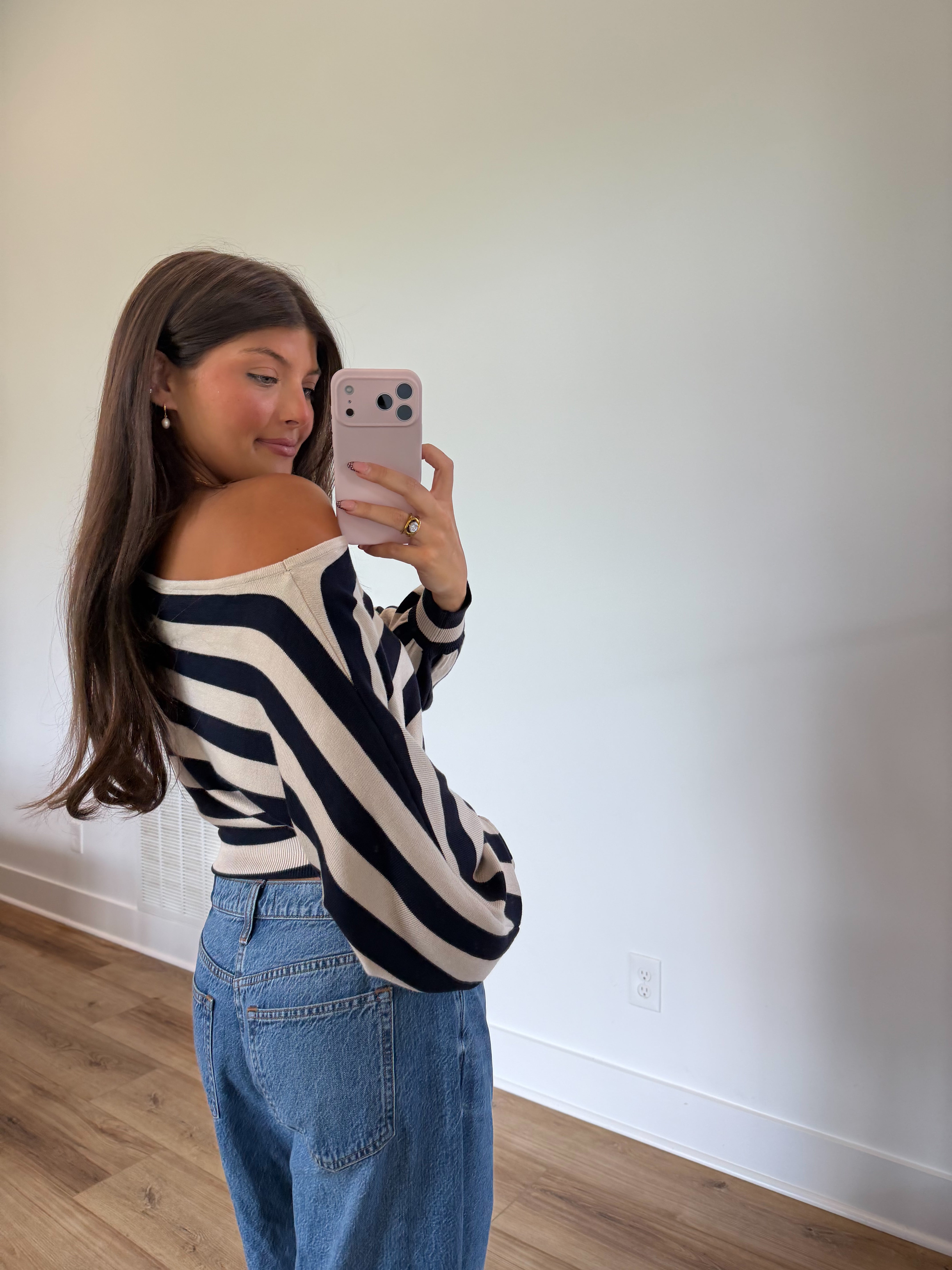 Espresso Stripe Slouch Sweater