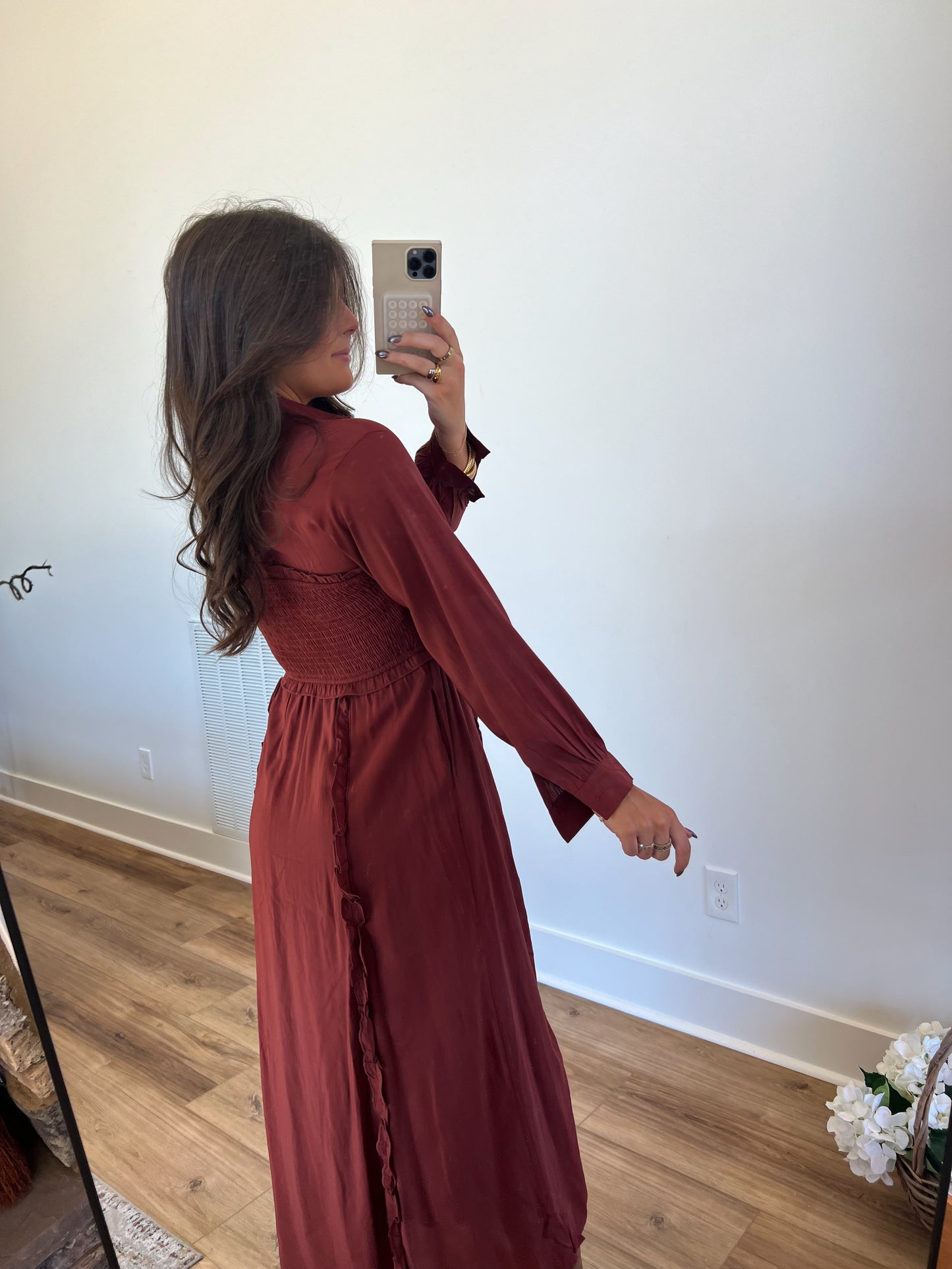 Wine Western Bodice Maxi Dress