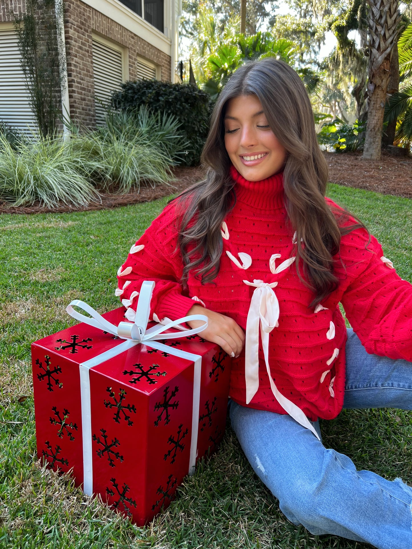 Red Festive Turtle Neck Sweater