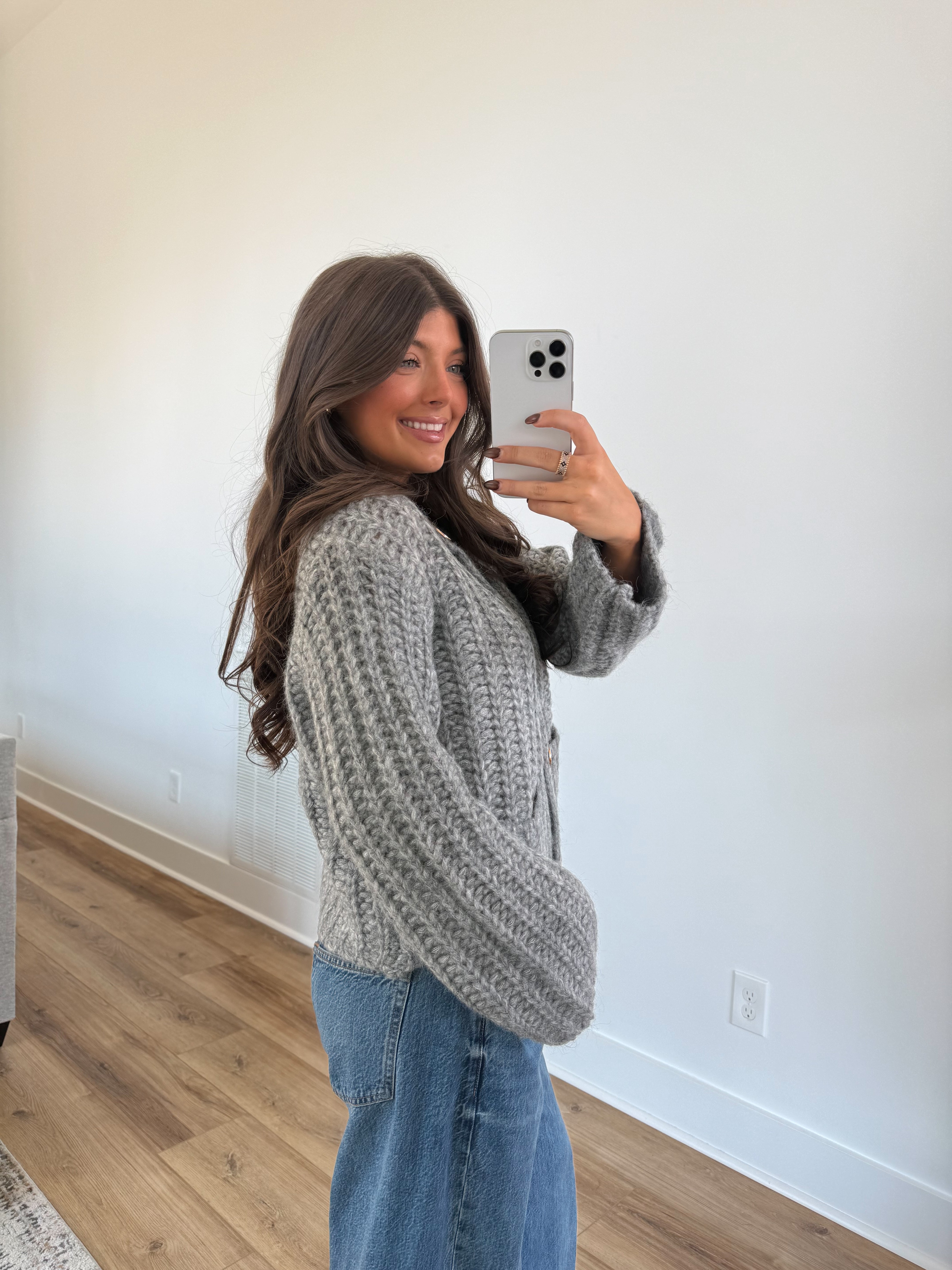 Chunky Grey Button Cardigan