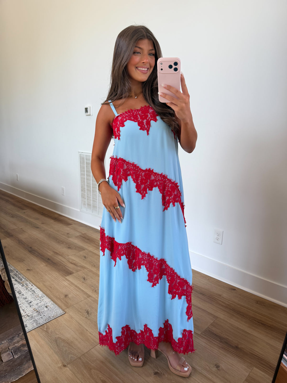 Veronica Lace Maxi (Baby Blue/Red)
