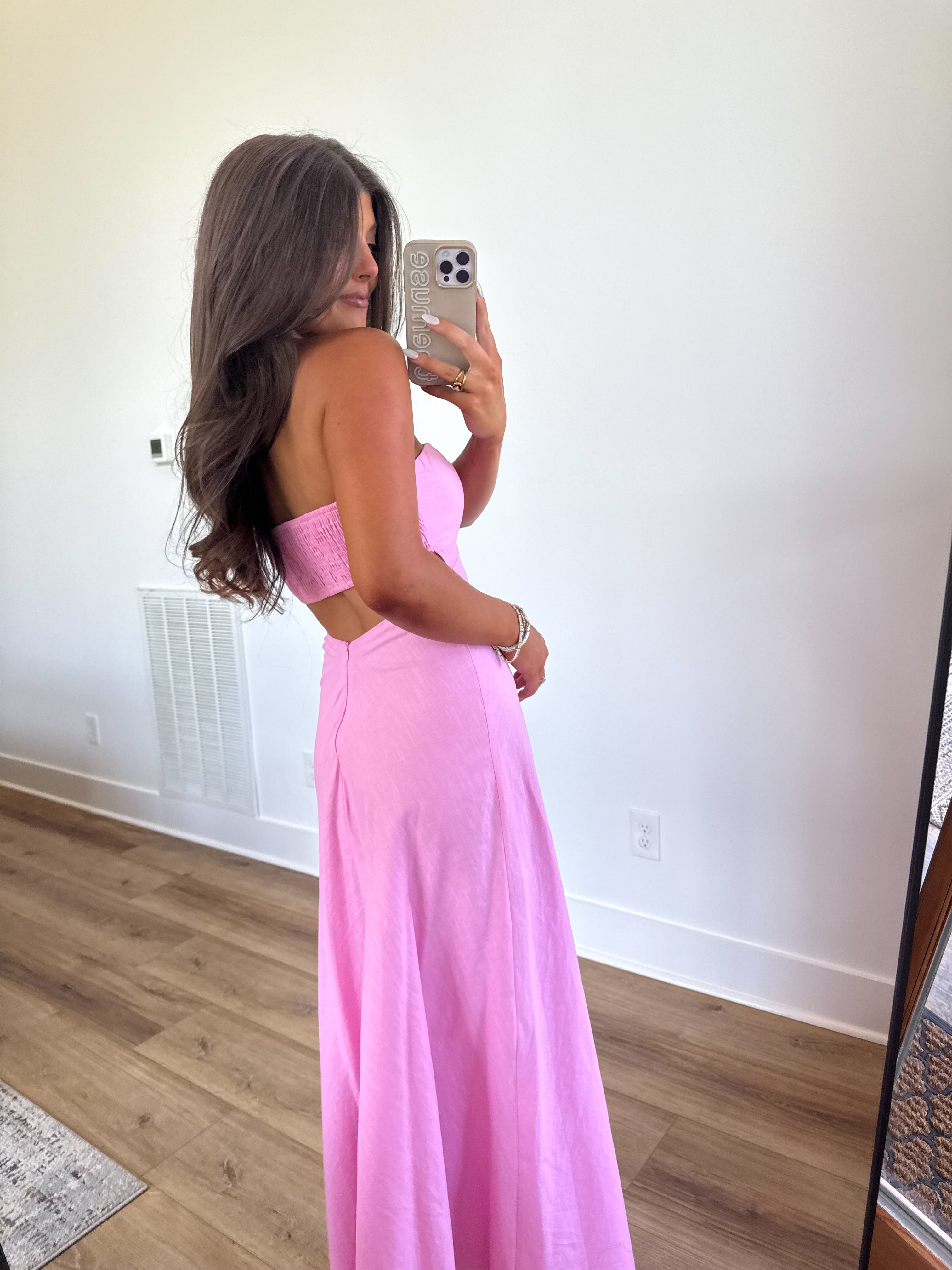 Pink Linen Maxi Dress