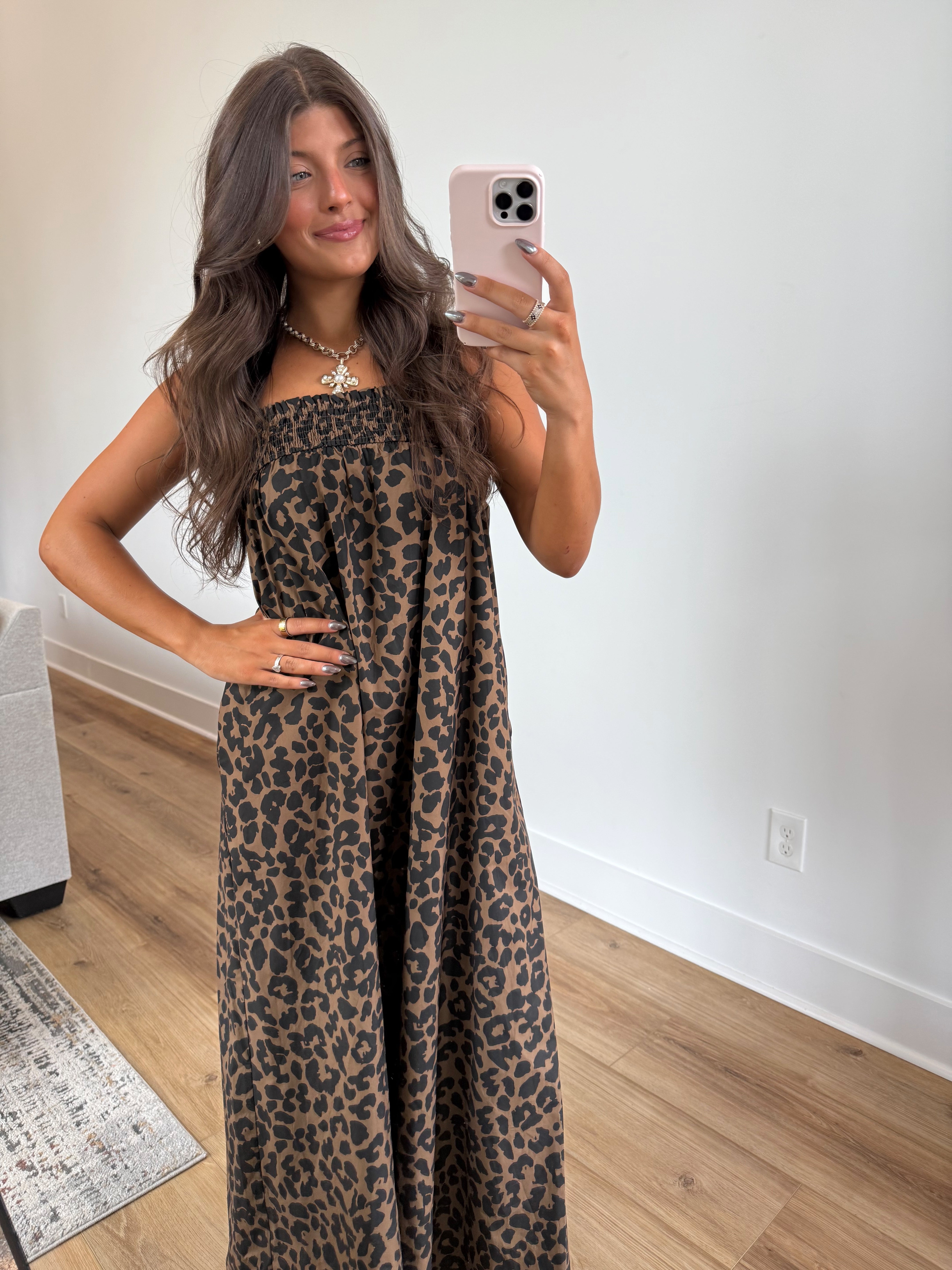 Leopard Smocked Top Maxi