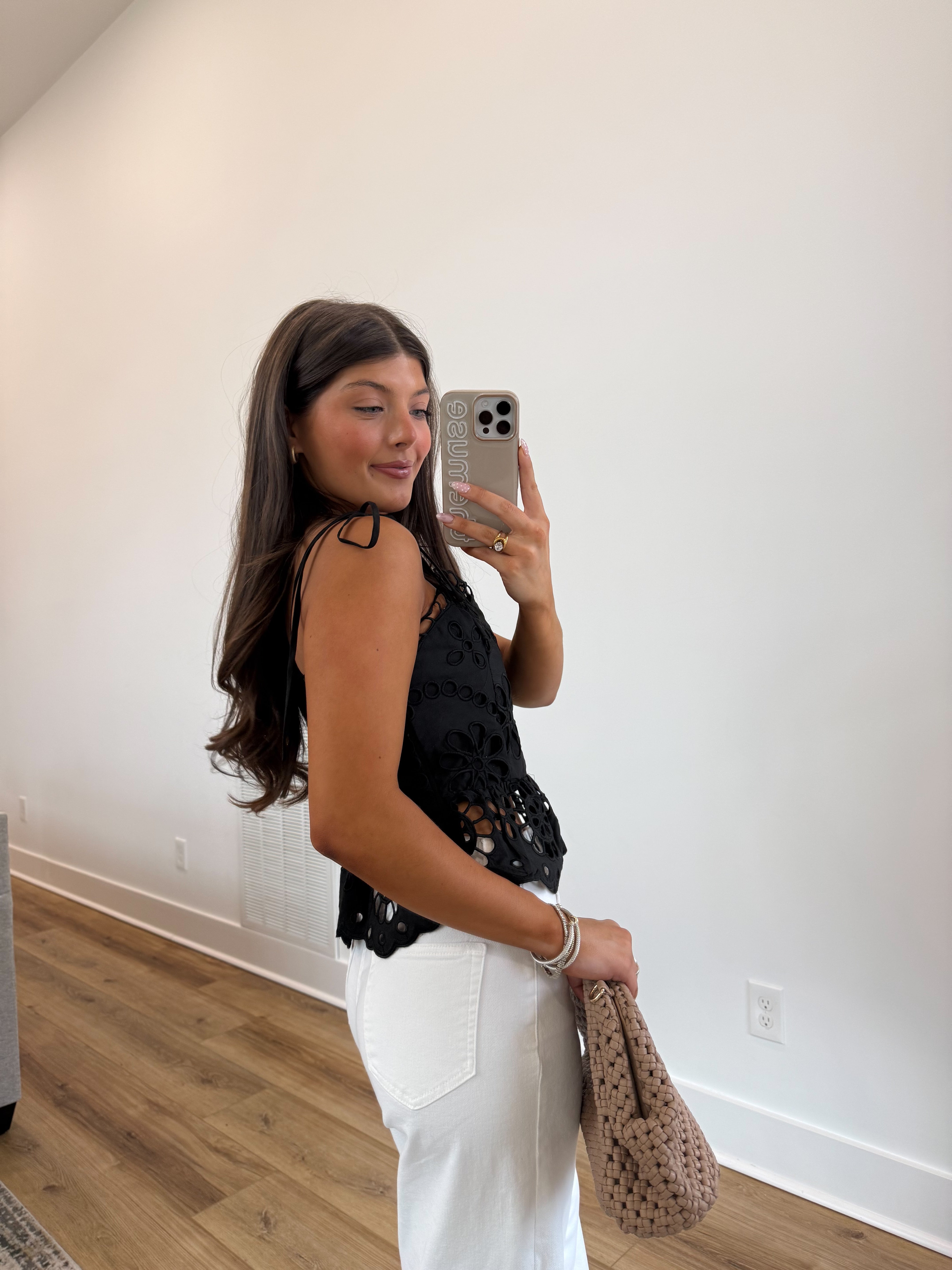 The Heirloom Eyelet Top (Black)