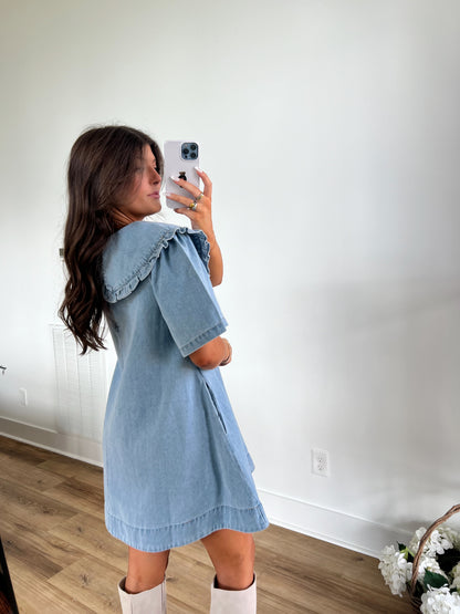 Denim Peter Pan Mini Dress