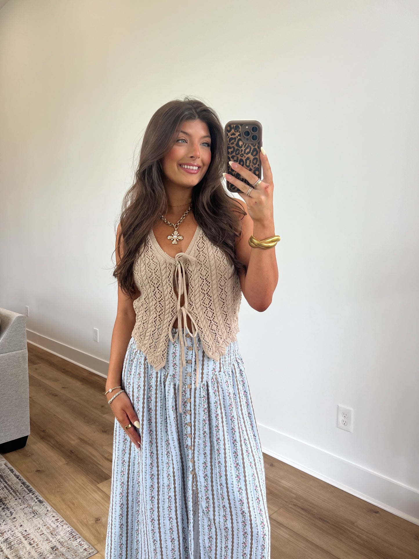 Ella Crochet Tank (Tan)