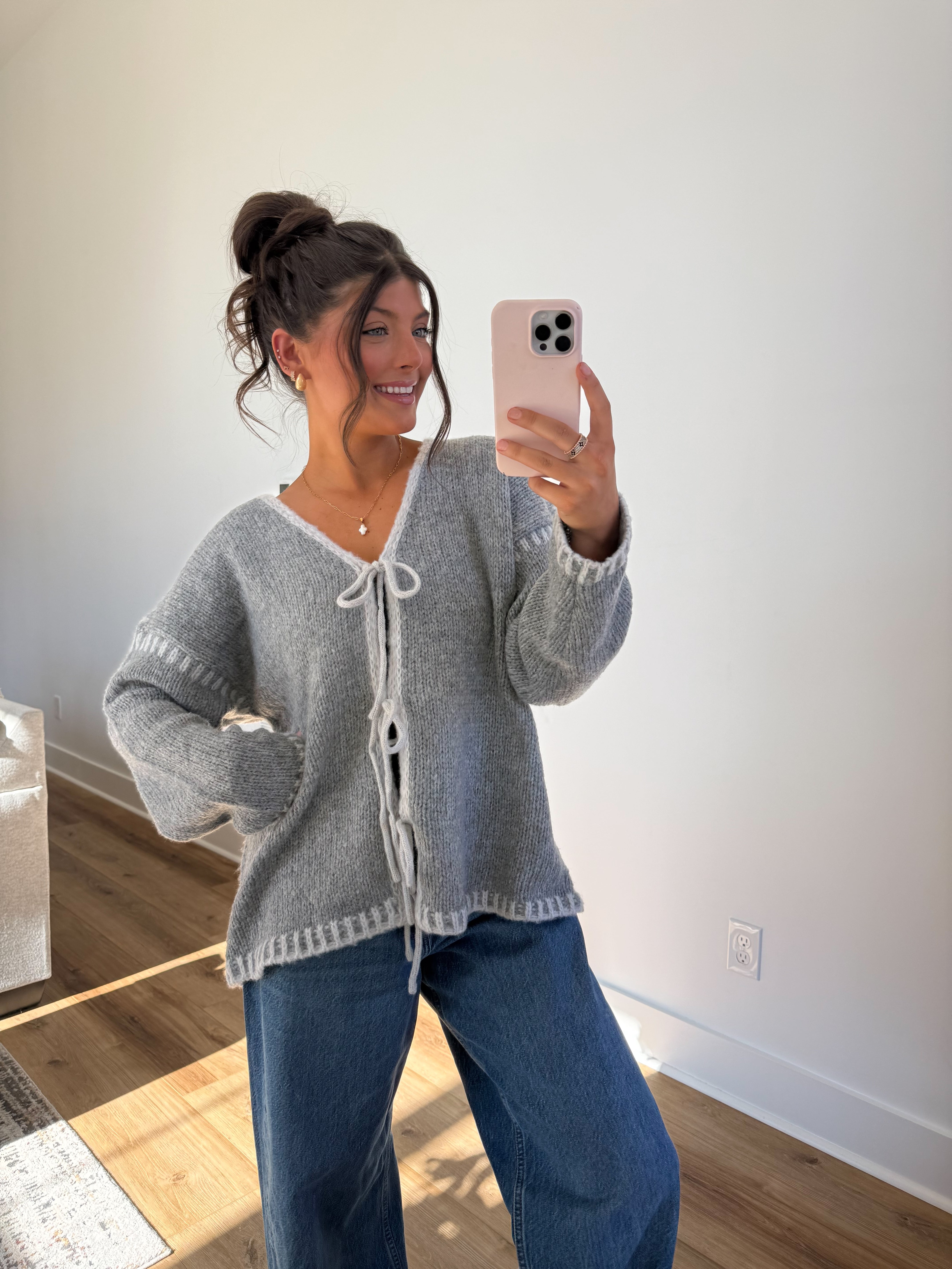 The Grace Tie Cardigan (Grey)